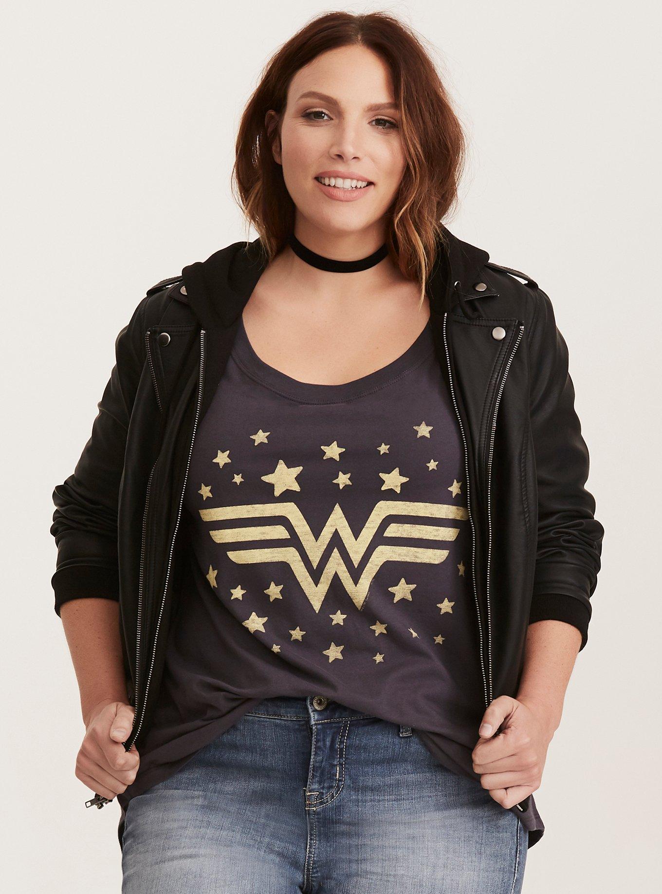 Plus Size Wonder Woman Raglan Tee, NINE IRON, alternate