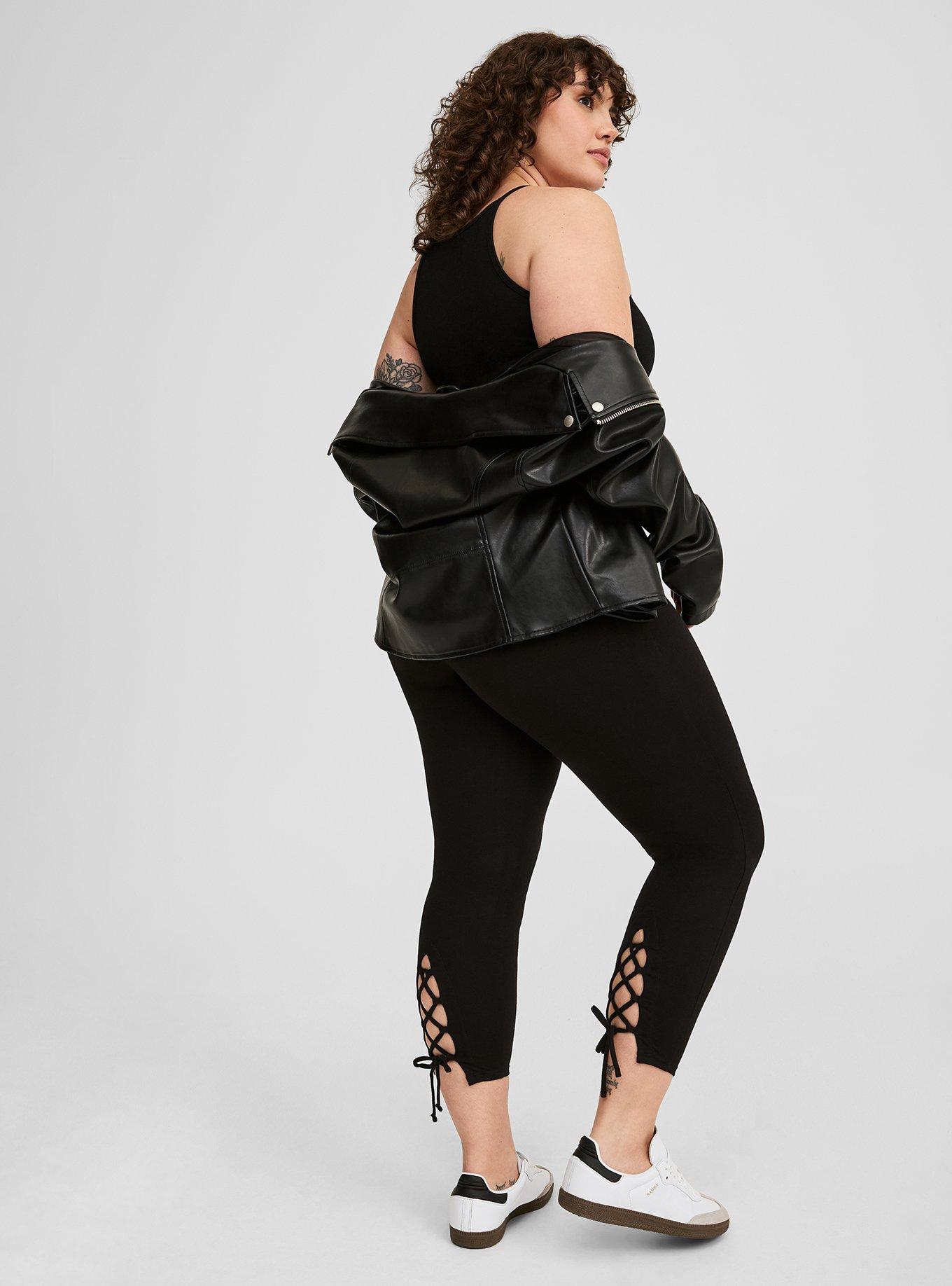 Plus Size - Black Lattice Crop Legging - Torrid