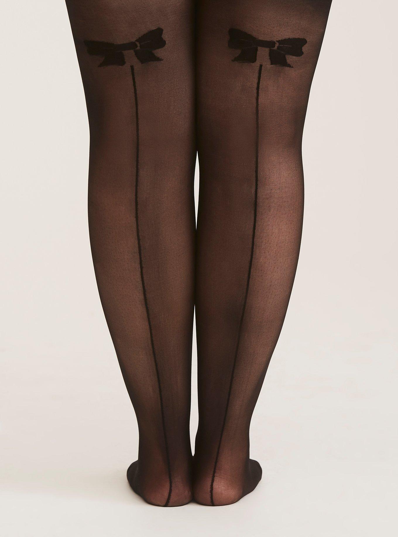 50s Back Seam Bow Tights in Black