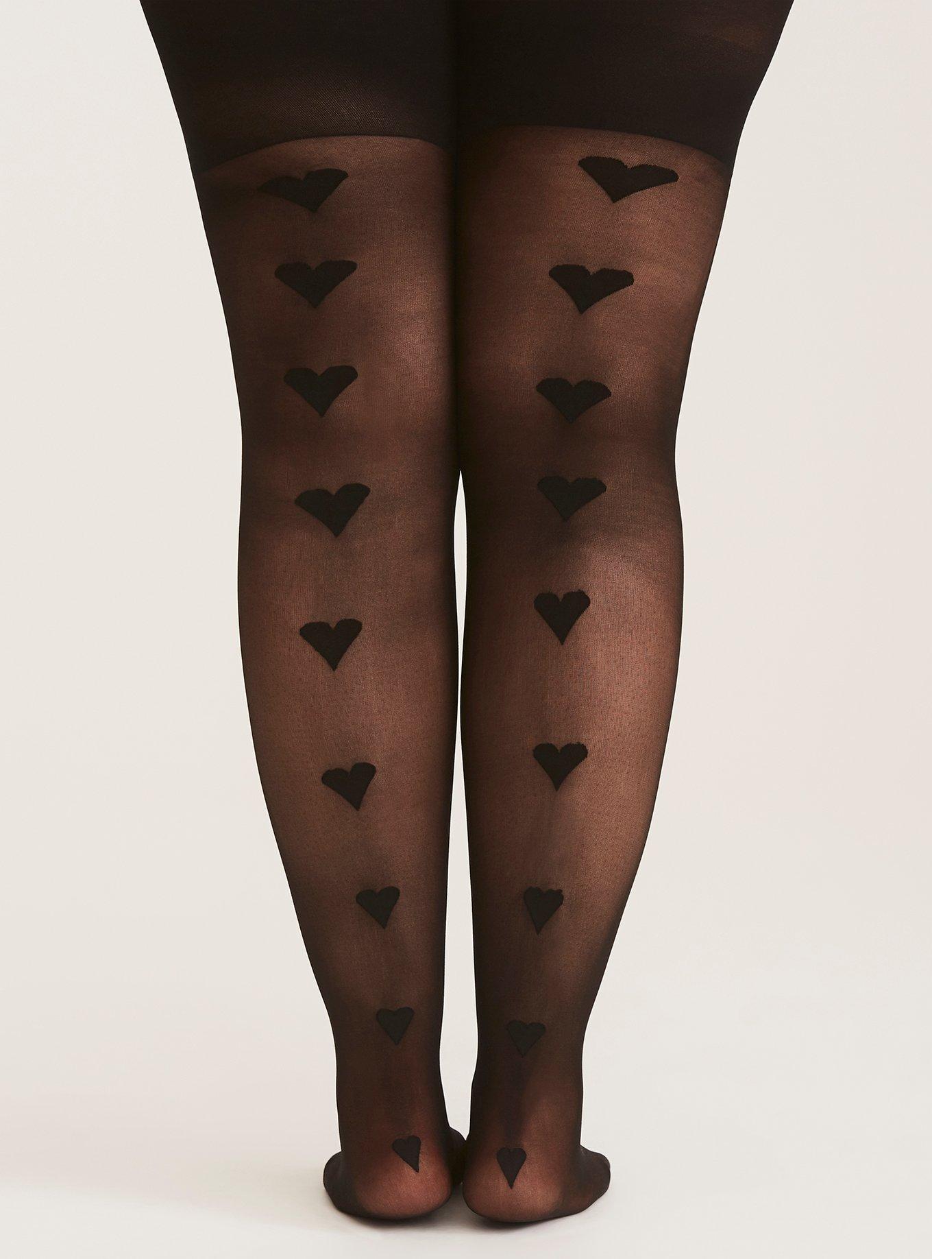 Women's Black sheer tights with hearts 19D Dim Style