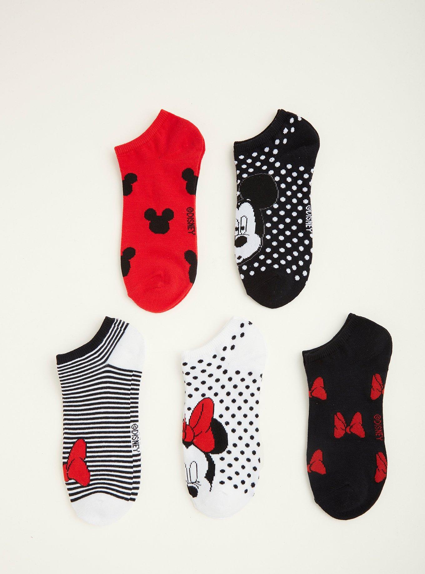 Plus Size Disney Minnie & Mickey Mouse No Show Socks 5 Pack, MULTI, alternate