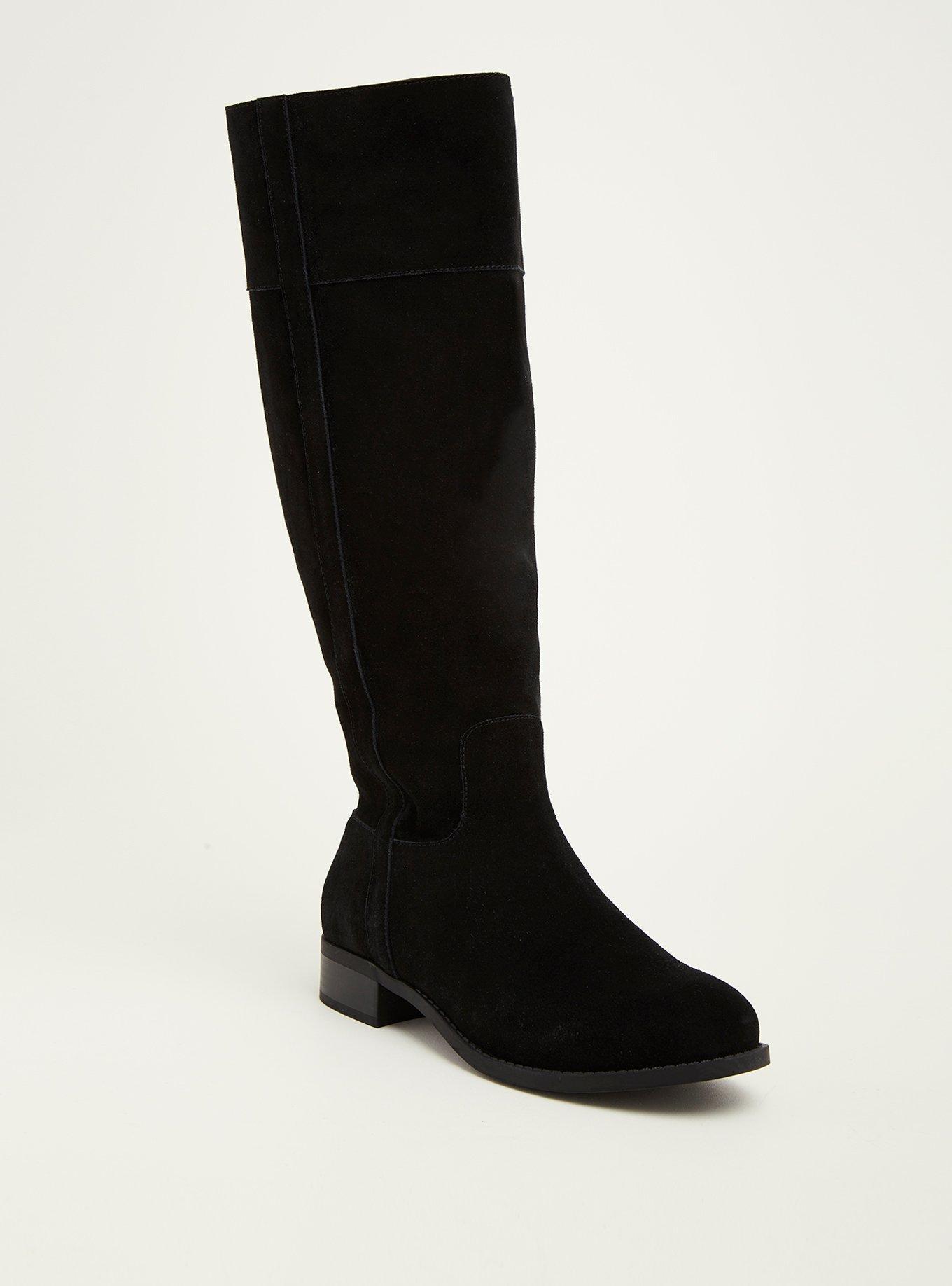 Black flat shop wide calf boots