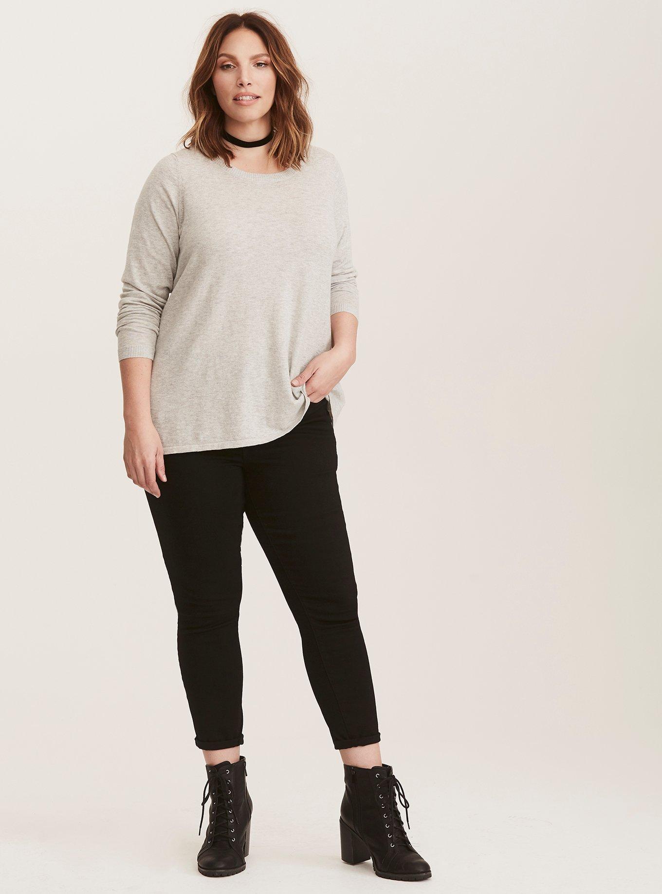 Grey & White Chiffon Ruffled Back Sweater, IVORY, alternate