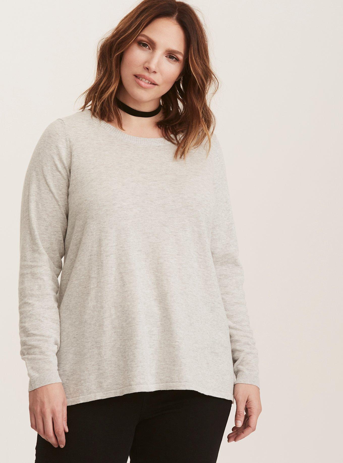 Grey & White Chiffon Ruffled Back Sweater, IVORY, alternate