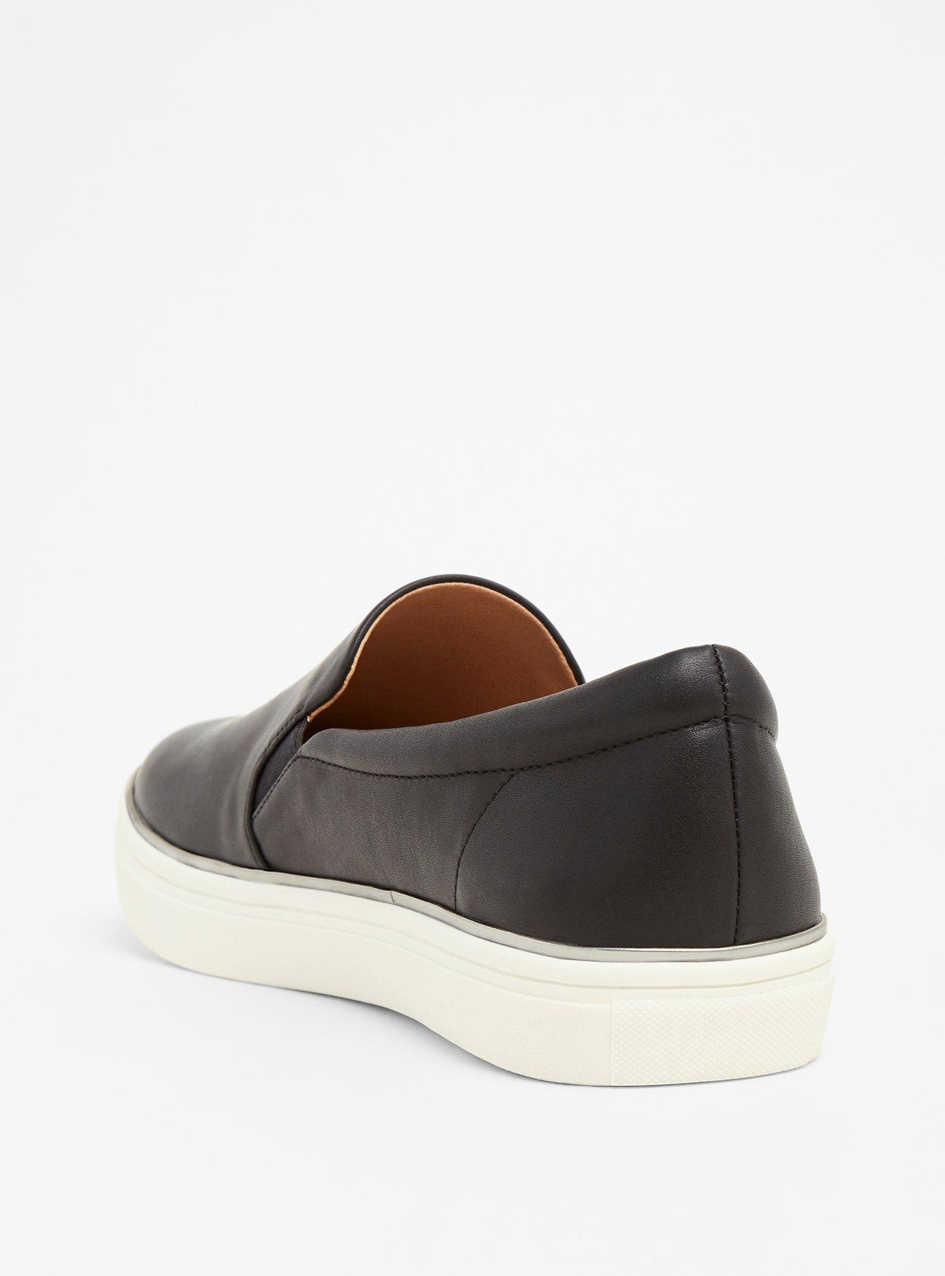 Plus Size Metal Trim Slip On Sneakers (Wide Width), BLACK, alternate