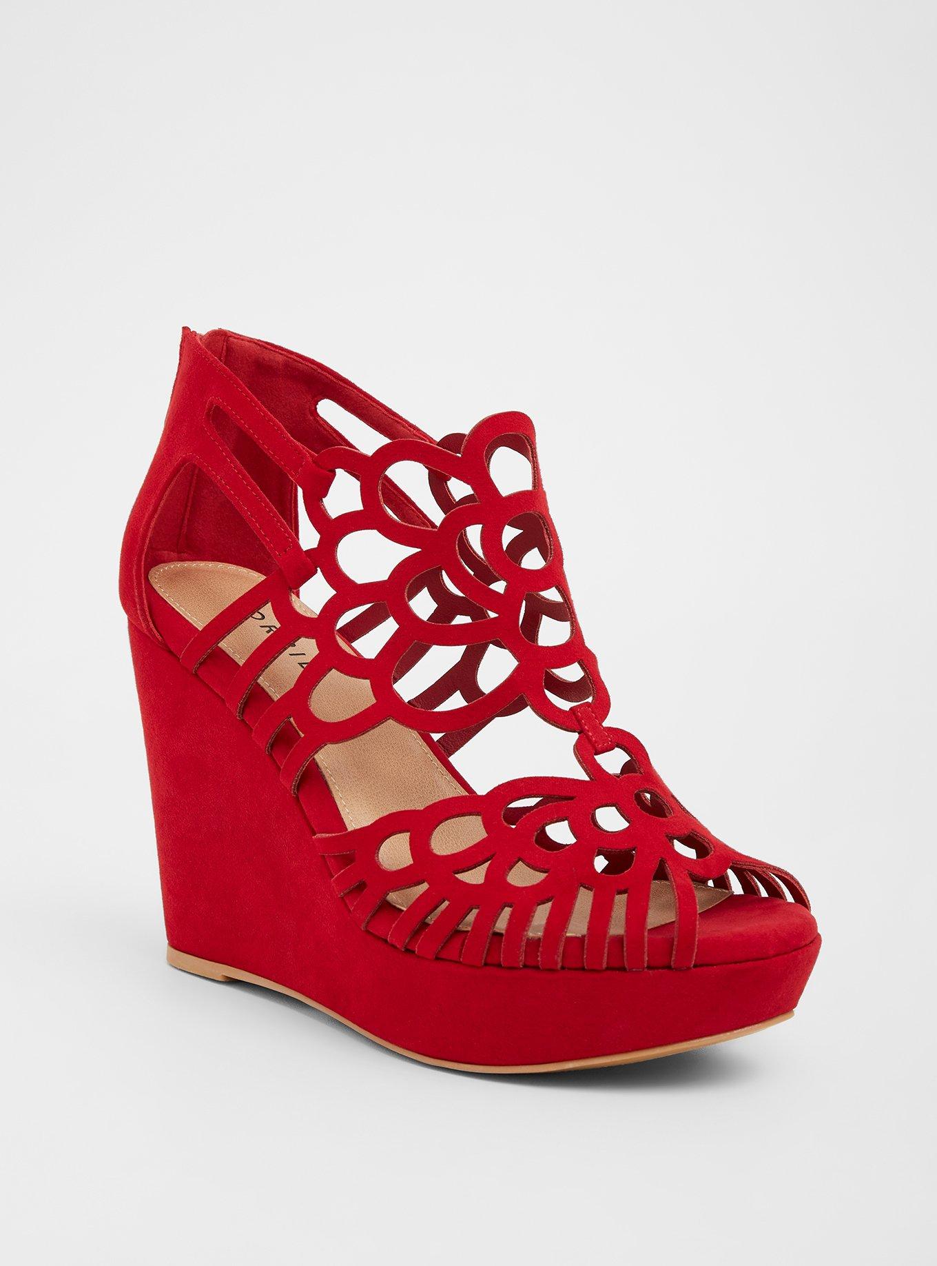 Red 2025 wedge heels