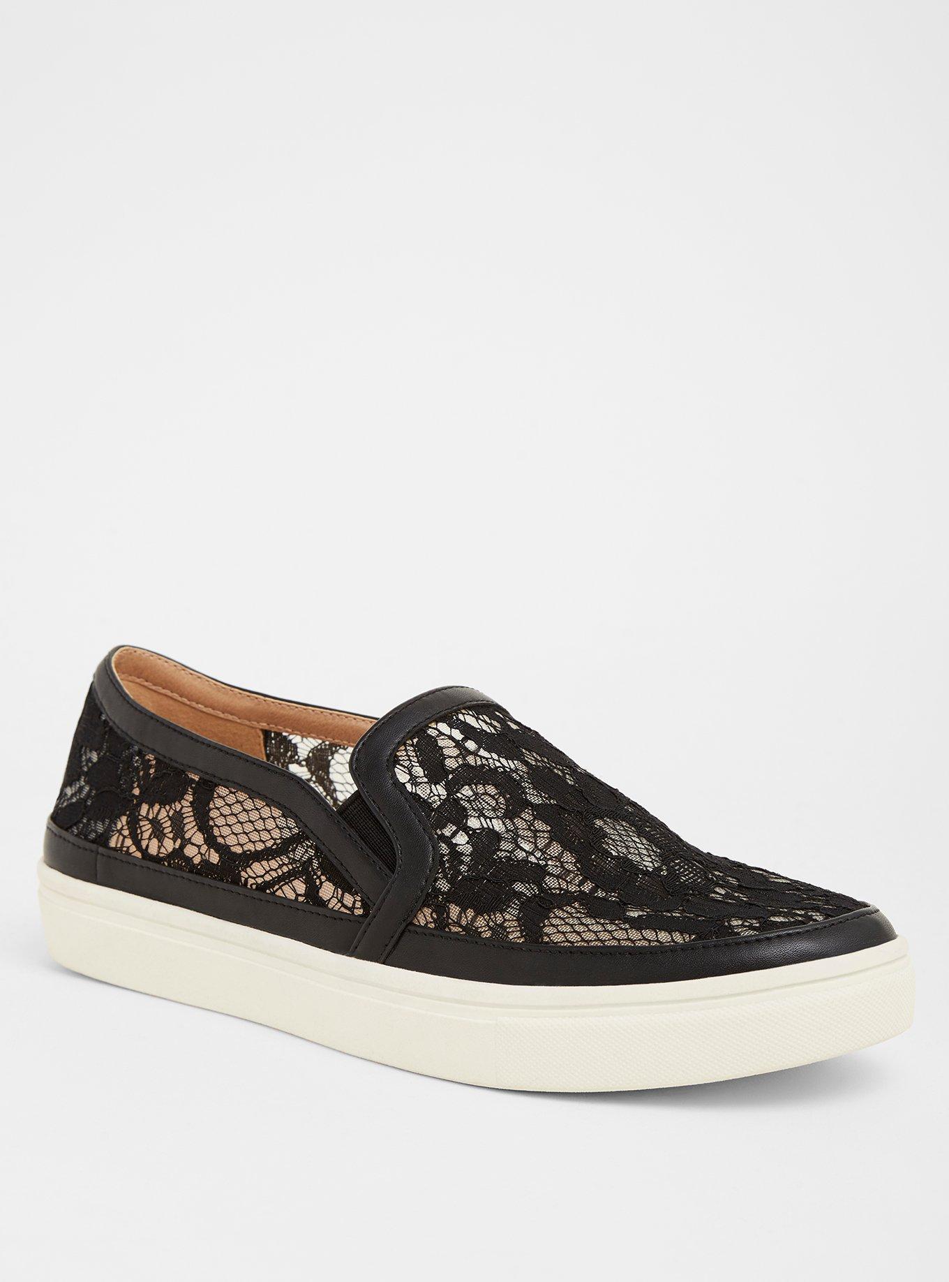 Plus Size - Black Lace Slip-On Sneakers (Wide Width) - Torrid