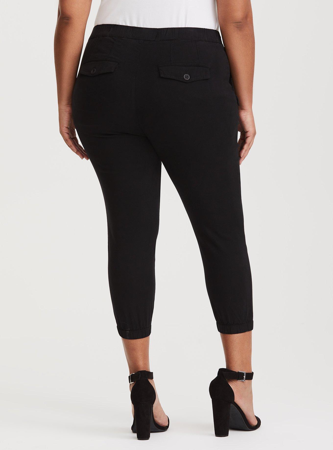 Plus Size Cuffed Cargo Capri Pants - Olive