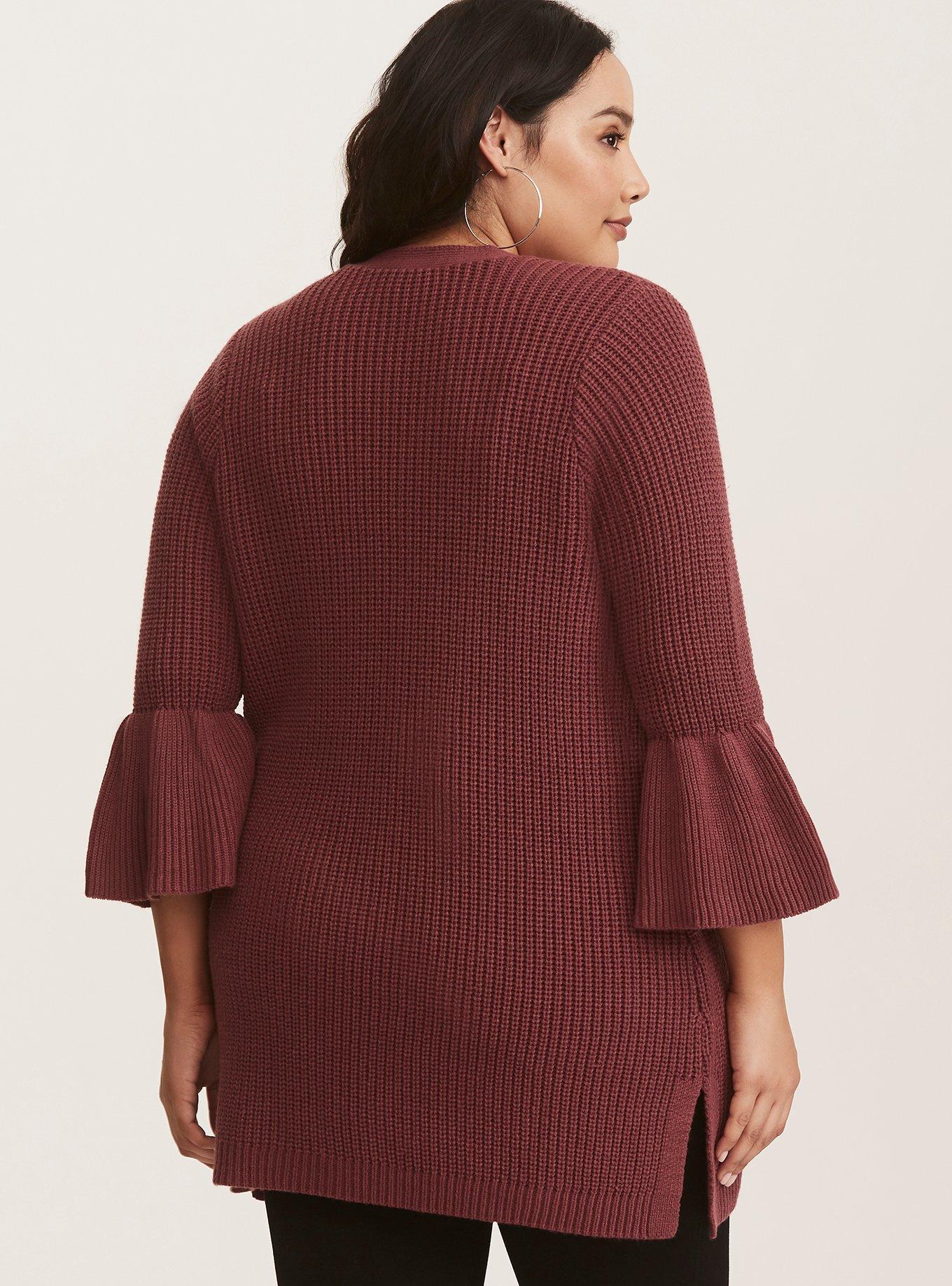 Bell-Sleeve Cardigan Sweater