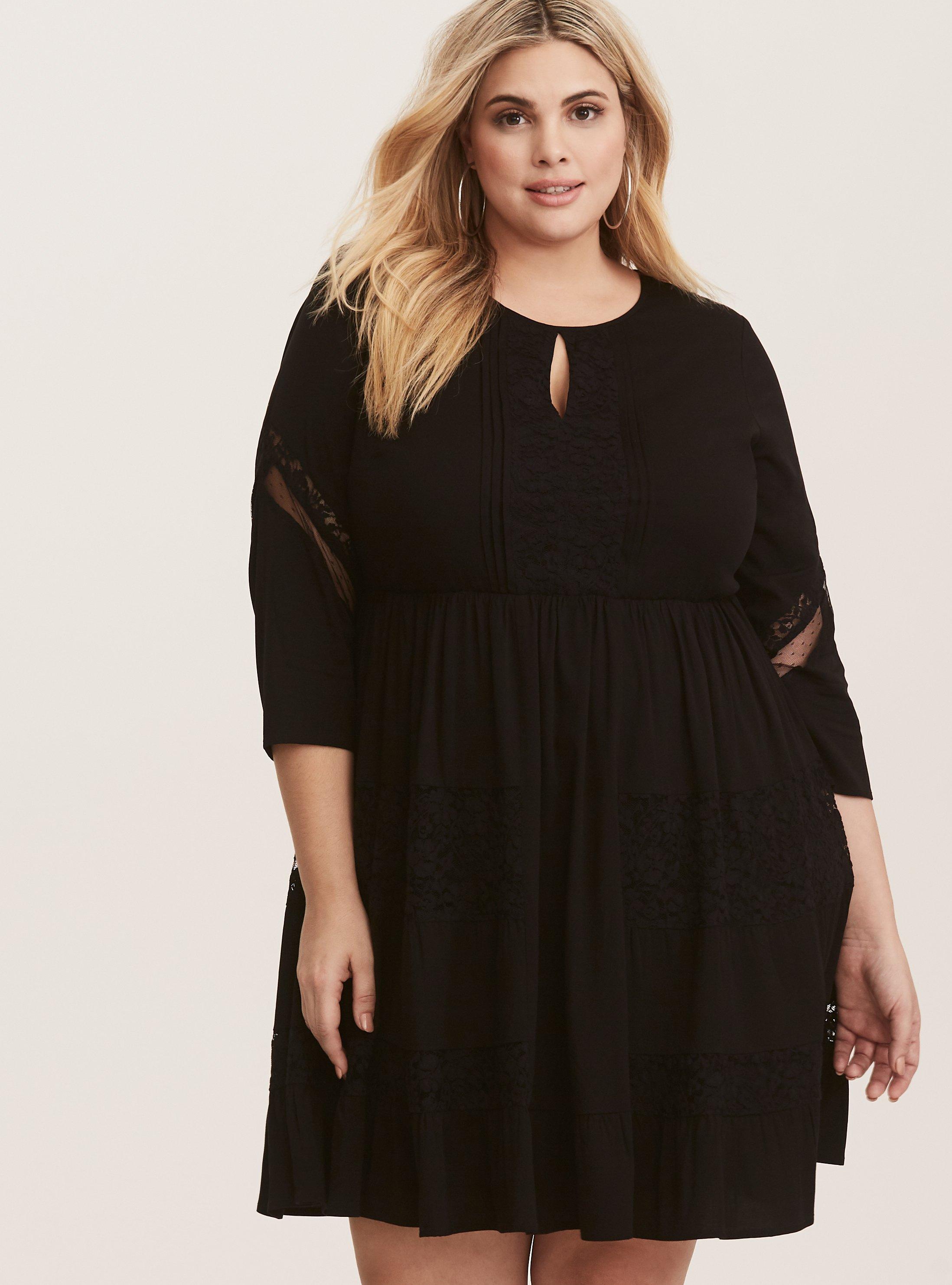 Plus Size - Black Lace Skater Dress - Torrid