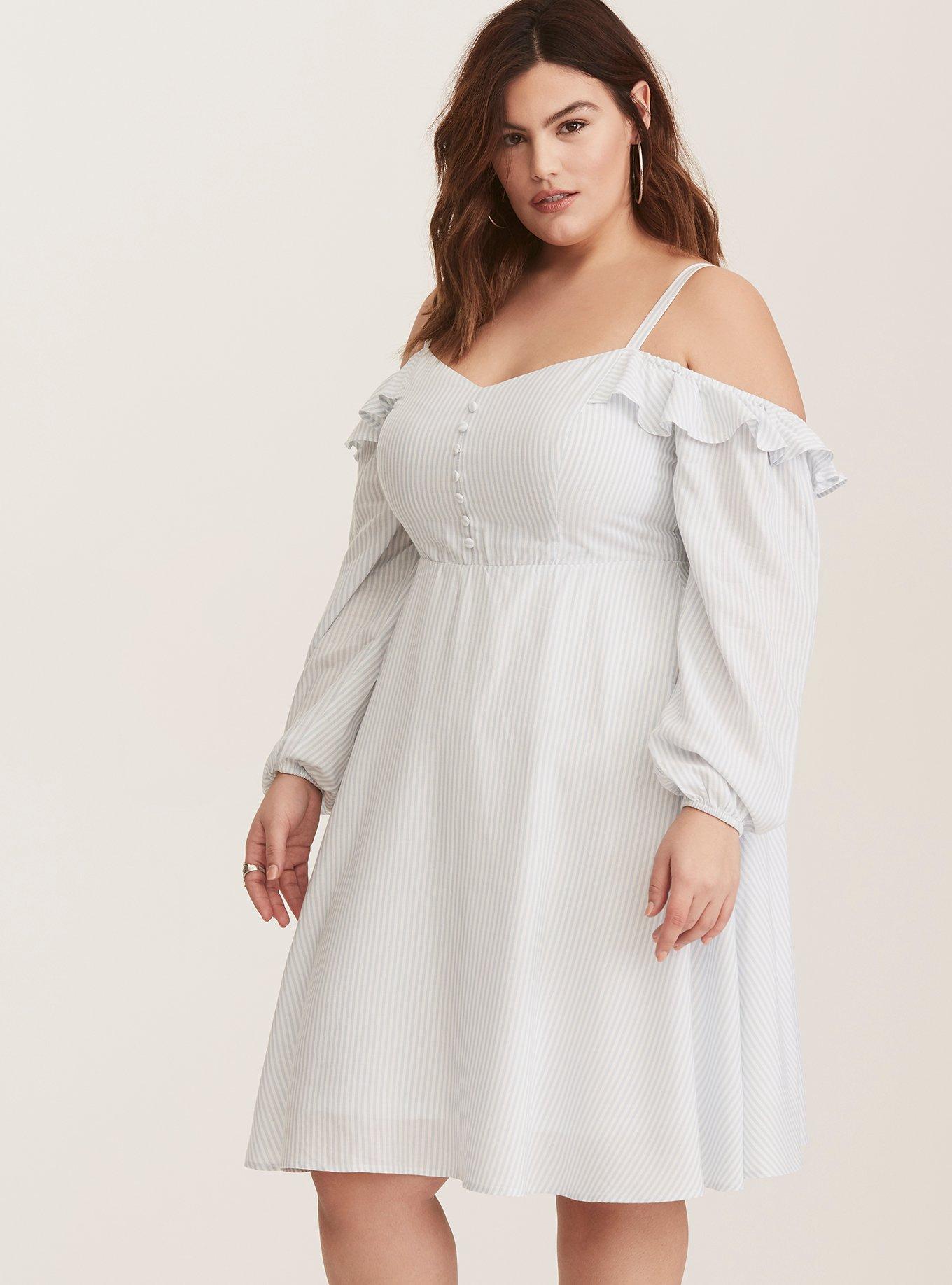 Plus size white store cold shoulder dress