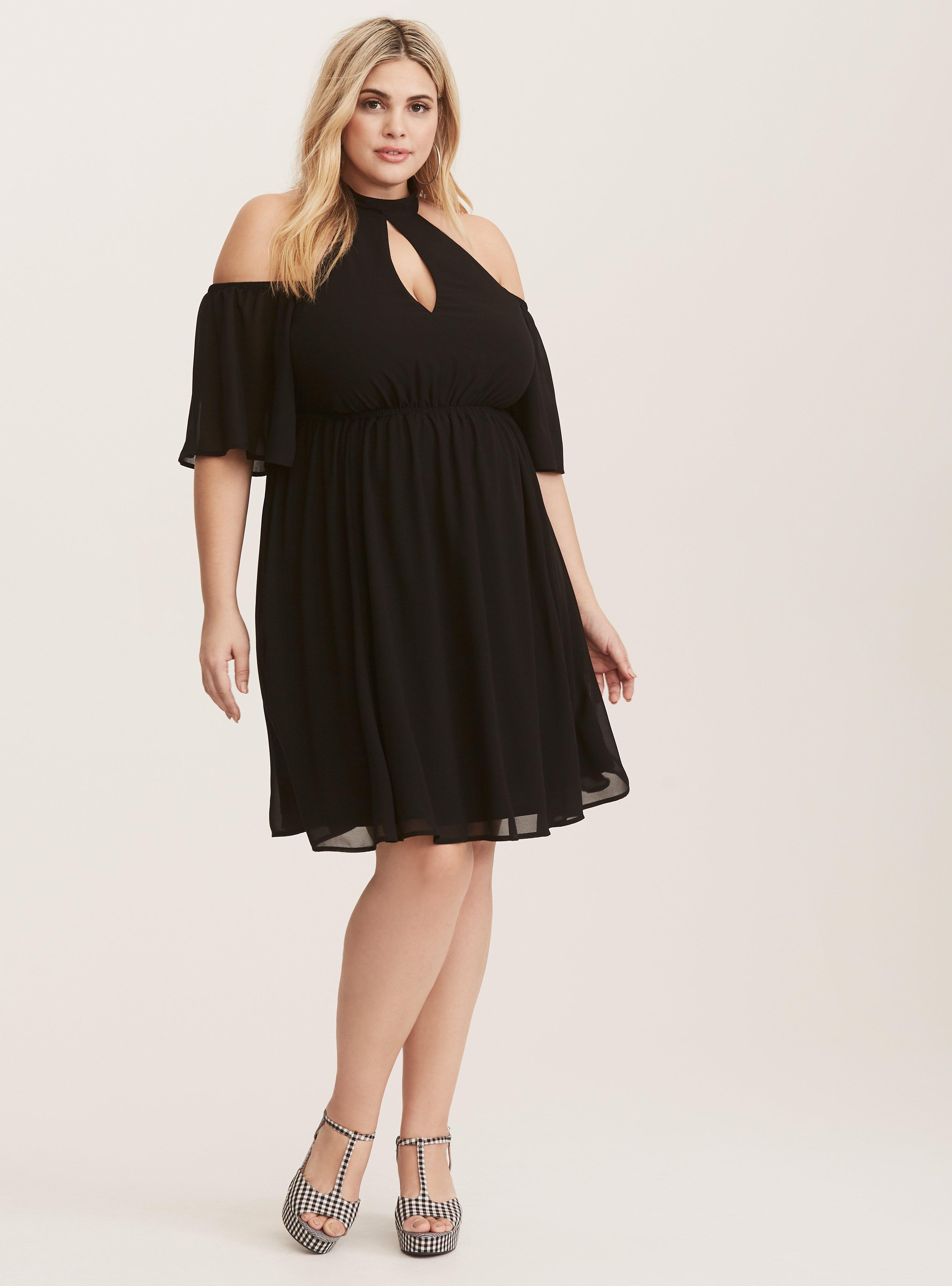 Torrid black cold shoulder dress cheap