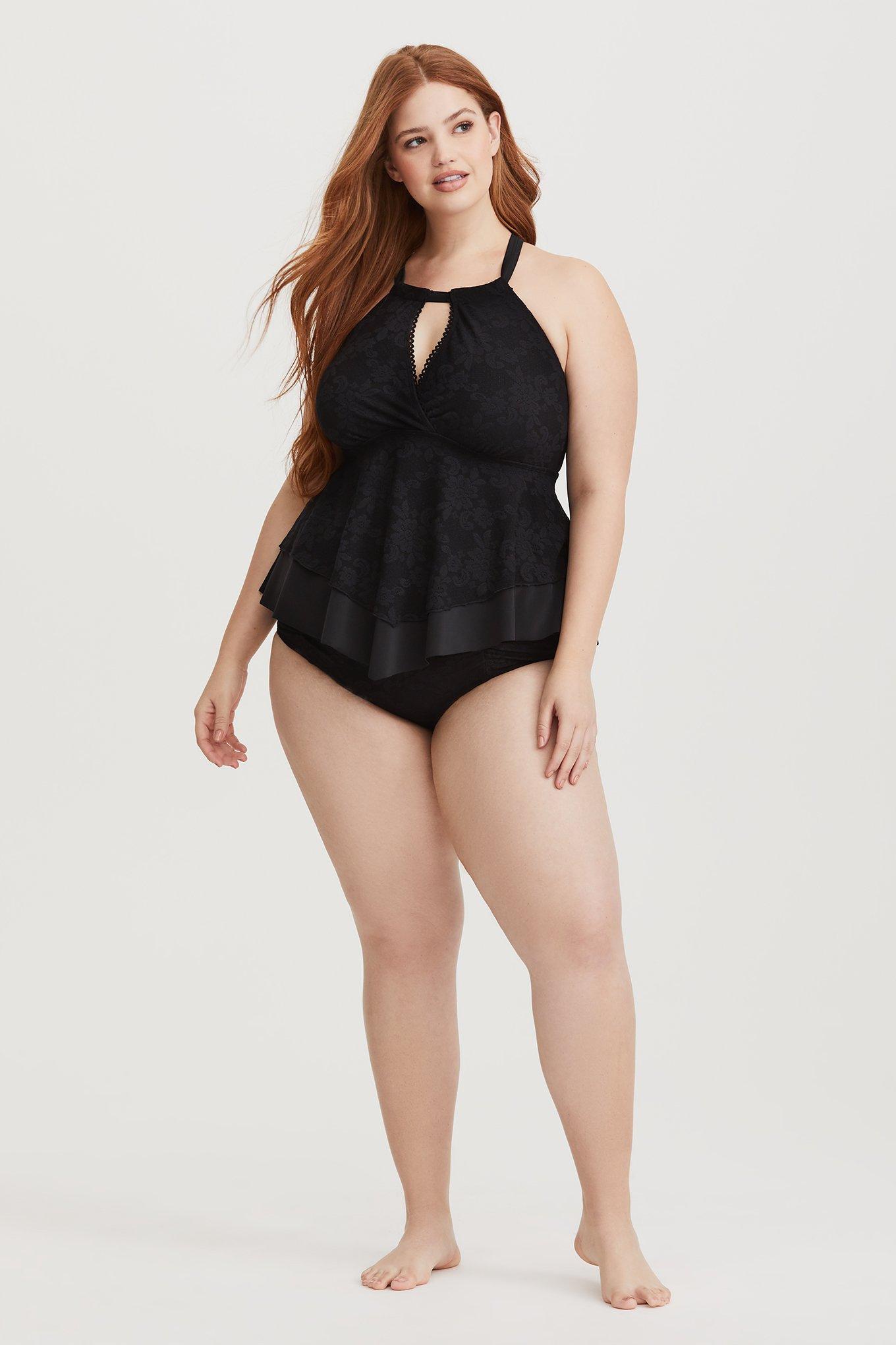 Plus Size - Black Lace Surplice Tankini - Torrid