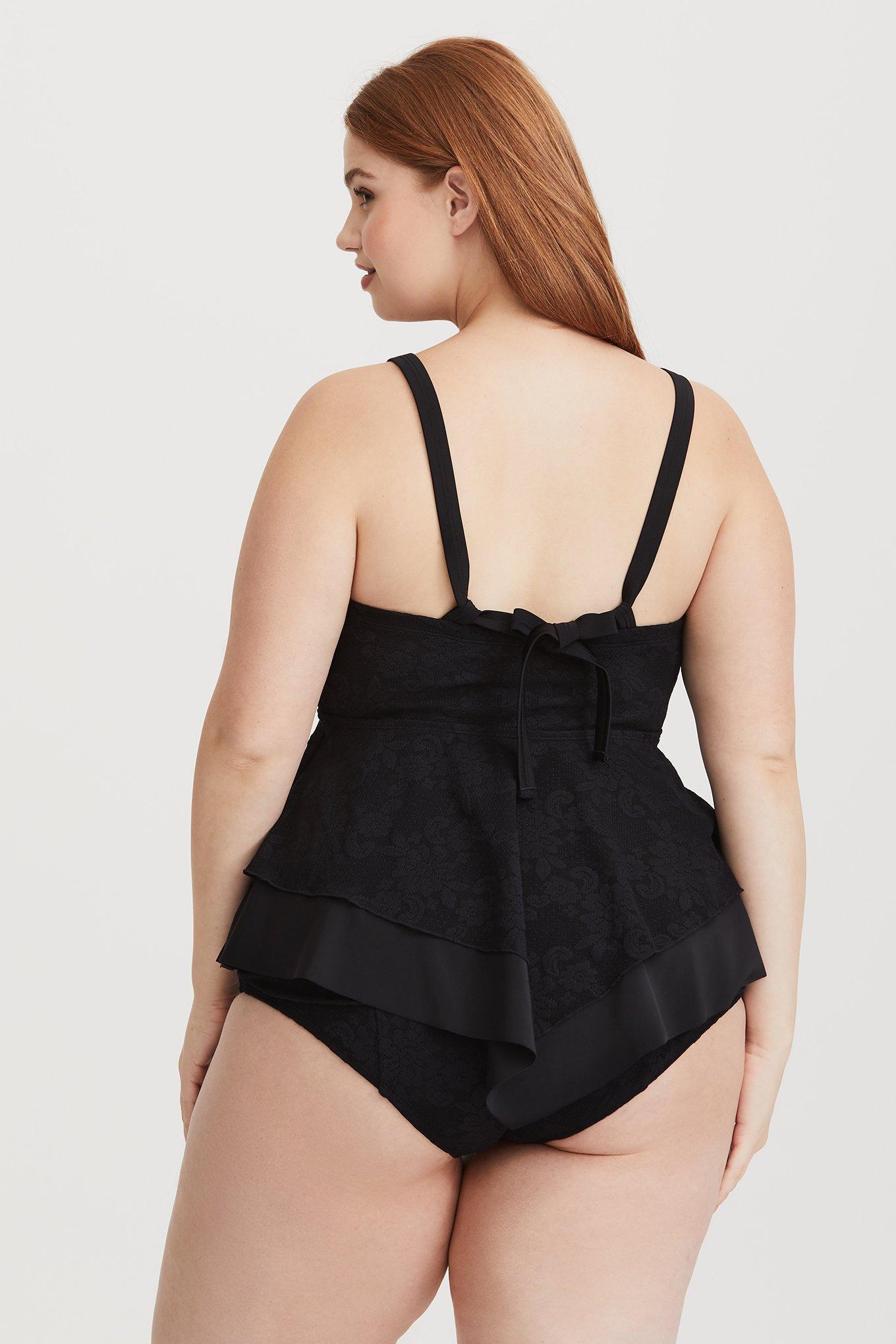 Plus Size - Black Lace Surplice Tankini - Torrid