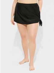High Rise Mid Length Side Tie Swim Skirt With Brief, DEEP BLACK, alternate