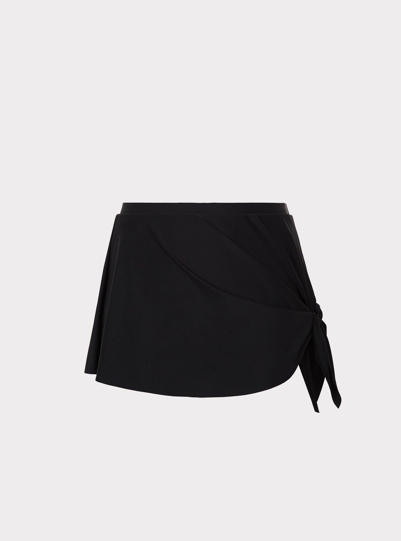 High Rise Mid Length Side Tie Swim Skirt With Brief