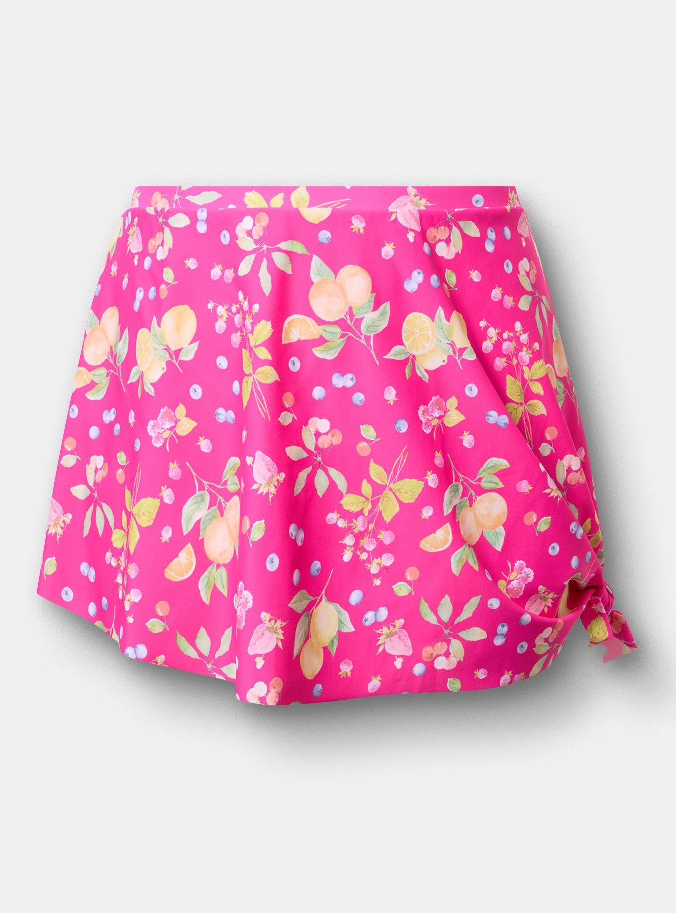 High-Rise Mid-Length Swim Skirt With Brief, FRUIT BASKET PINK, hi-res