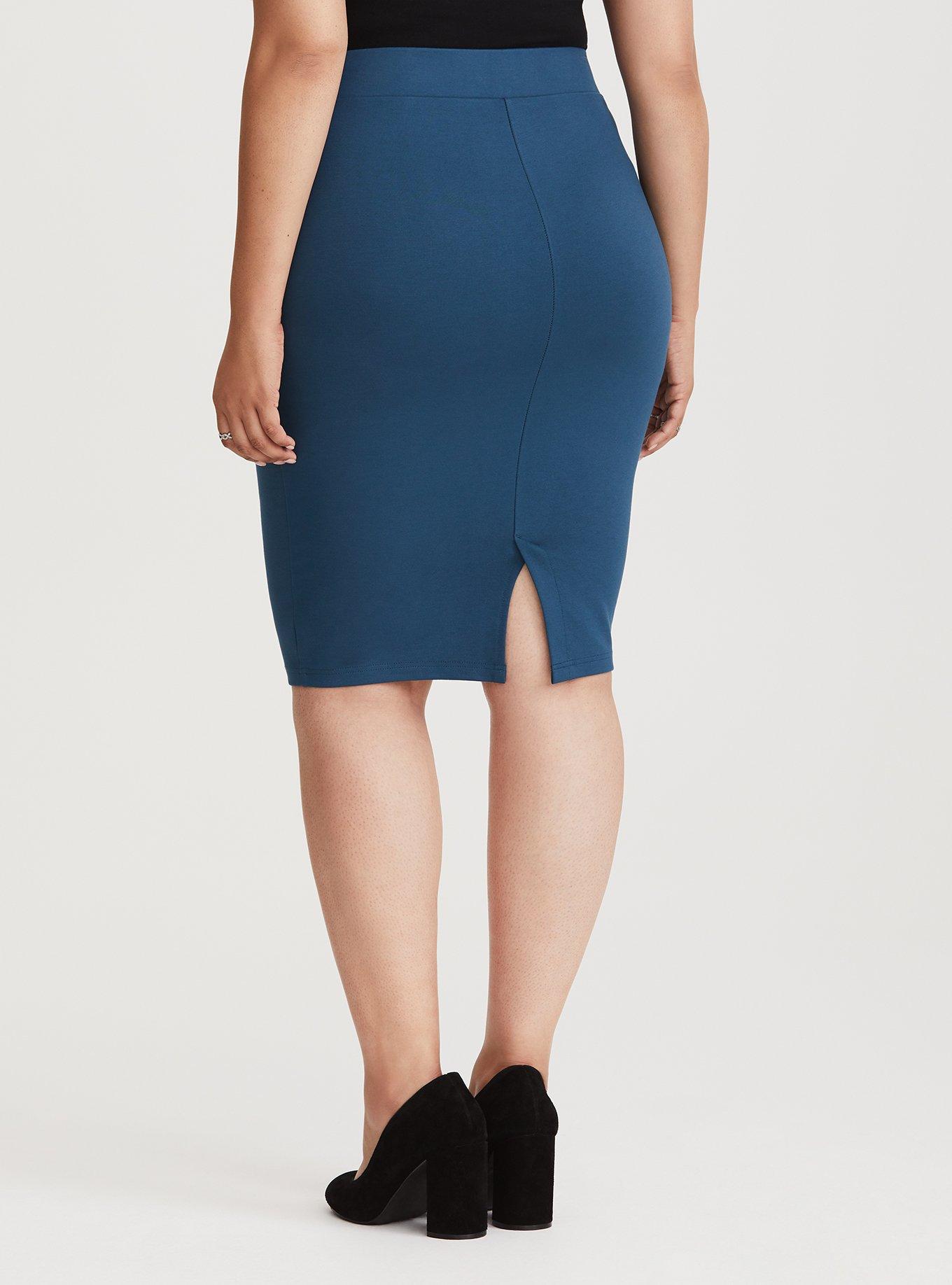 Plus Size - At The Knee Ponte Pencil Skirt - Torrid