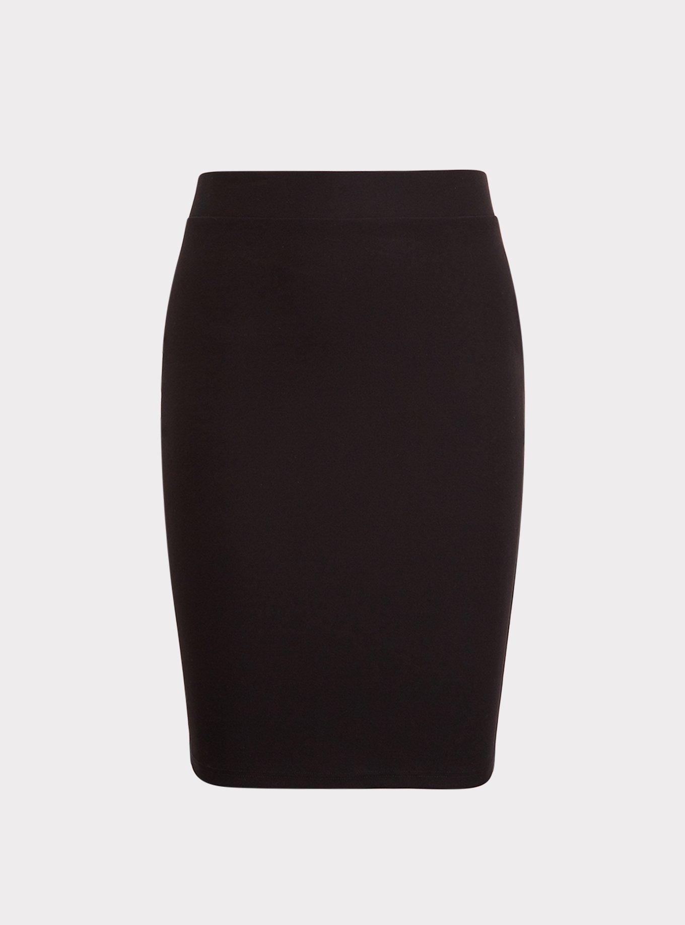 Plus Size - Black Coated Studio Luxe Ponte Skater Mini Skirt - Torrid