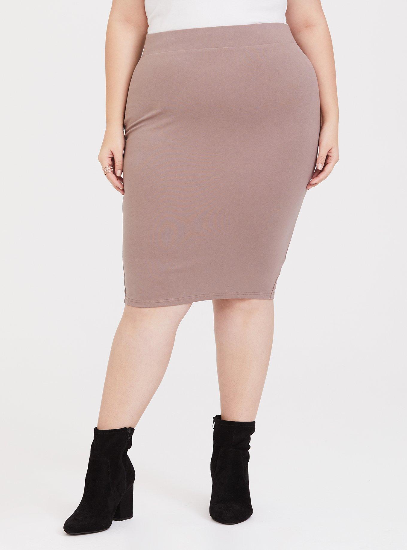 Plus Size - At The Knee Ponte Pencil Skirt - Torrid