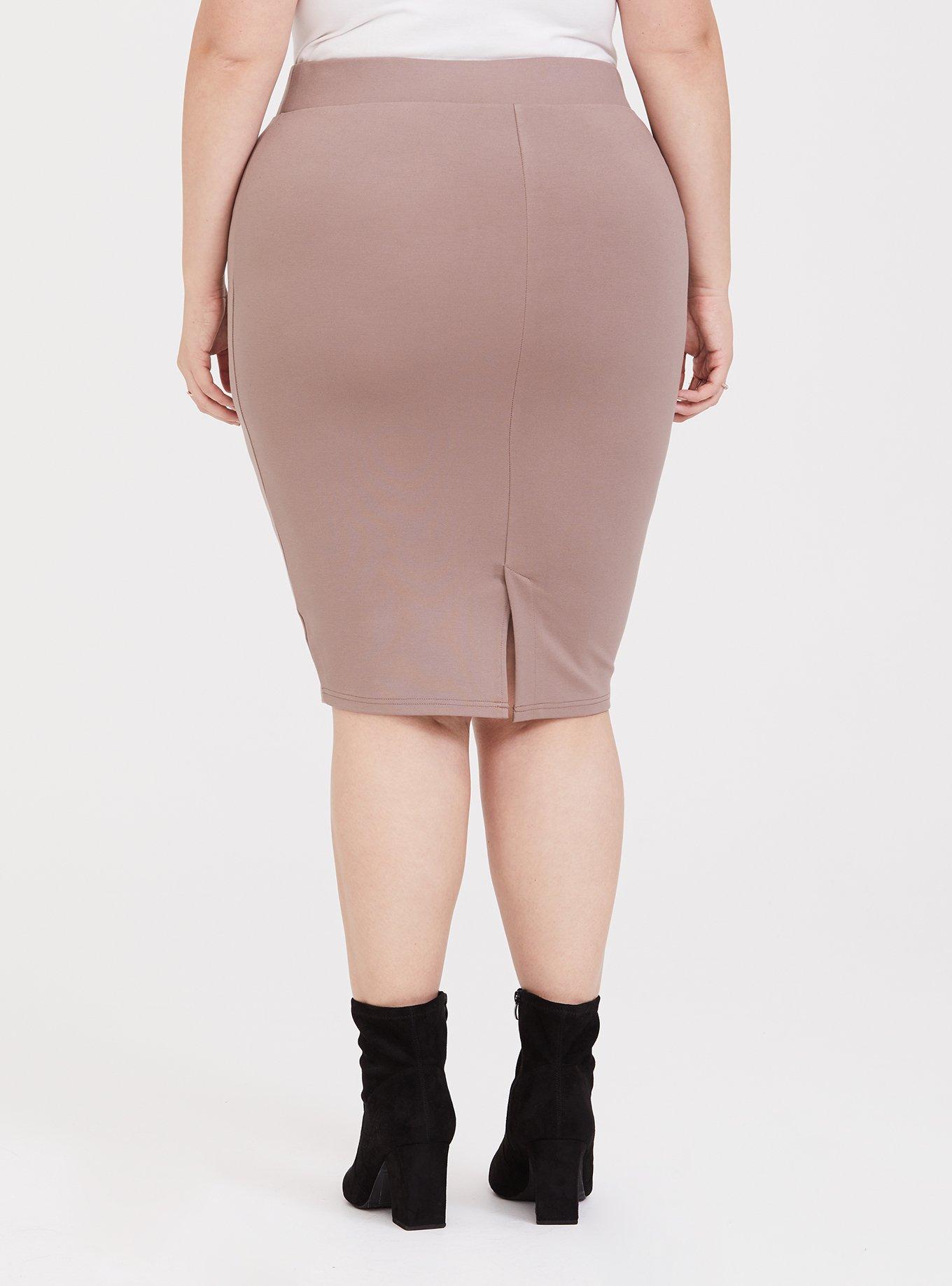 Brown ponte 2025 knit pencil skirt