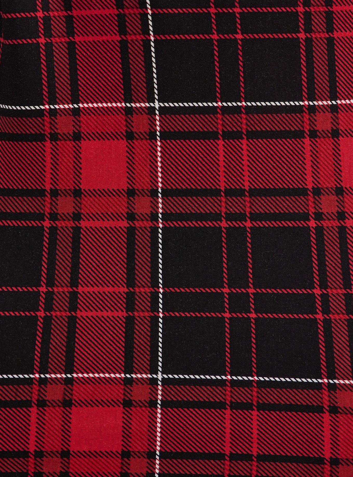 Midi Studio Luxe Ponte Pencil Skirt, RED PLAID, alternate