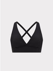 Plus Size Wireless Triangle Bikini Top, DEEP BLACK, hi-res