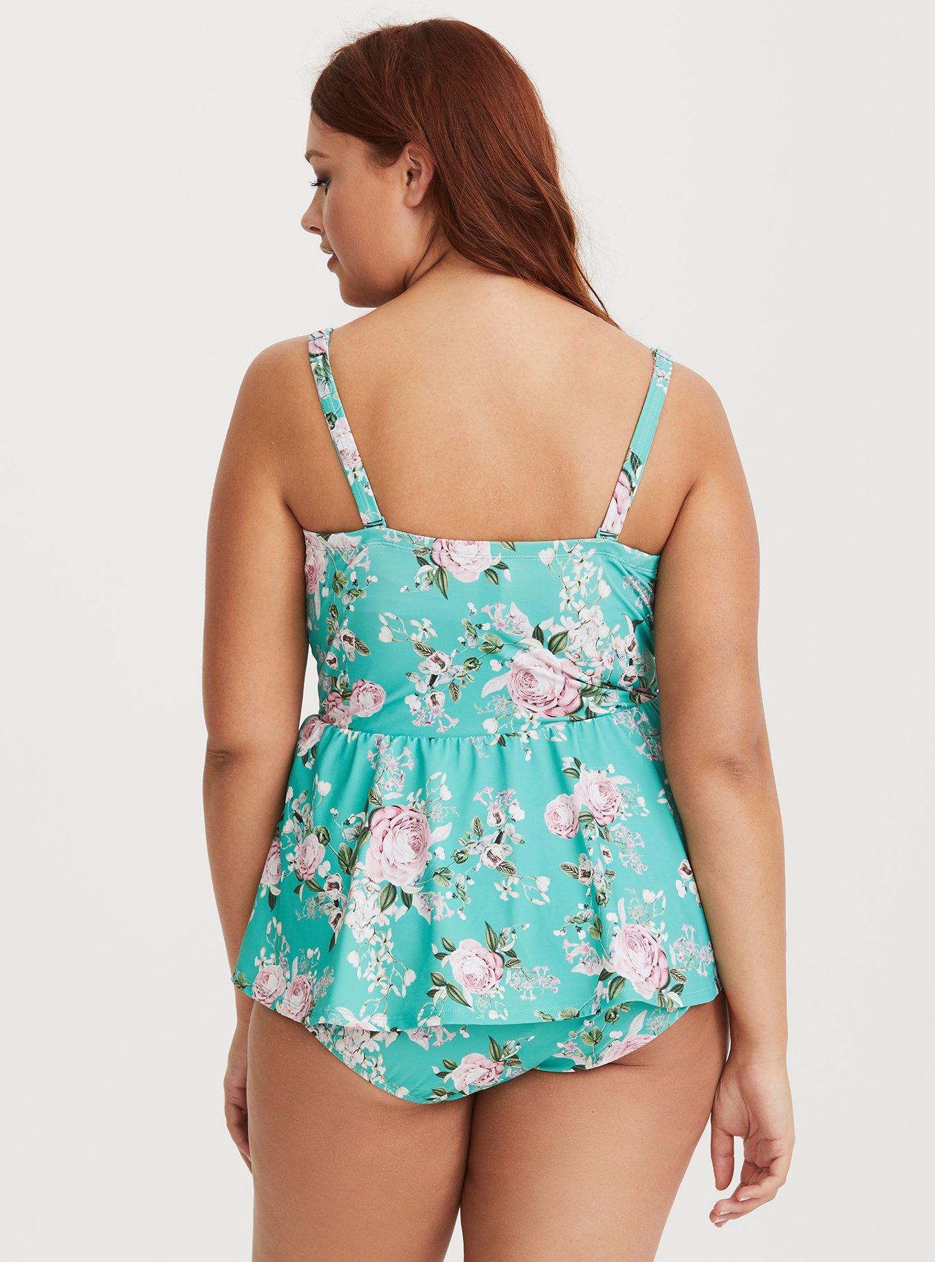 Plus Size - Underwire Push-Up Peplum One Piece Swimsuit - Torrid