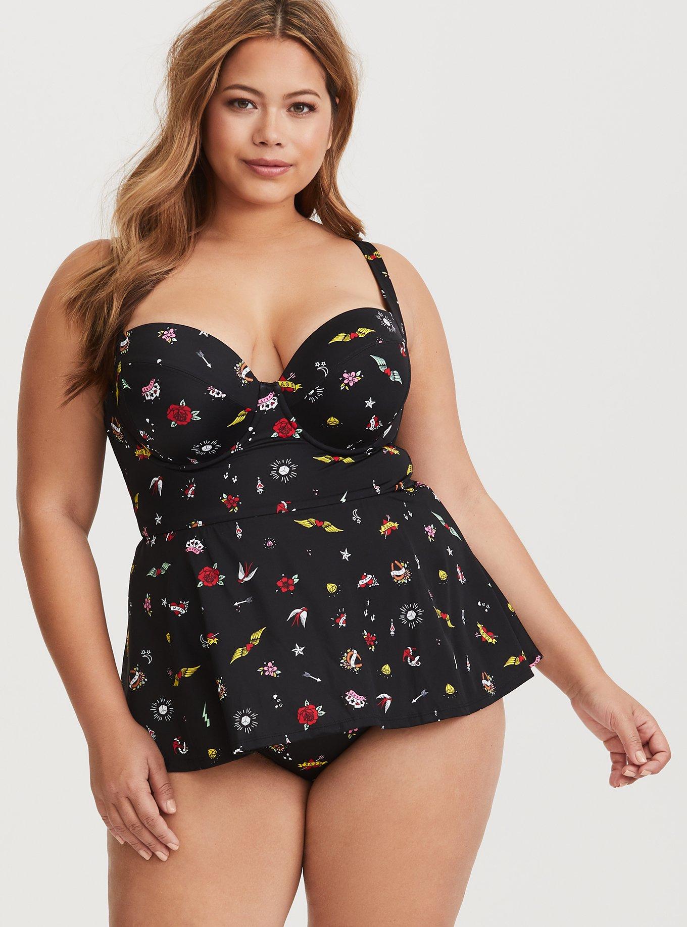 Plus Size Underwire Push Up Peplum One Piece Swimsuit Torrid