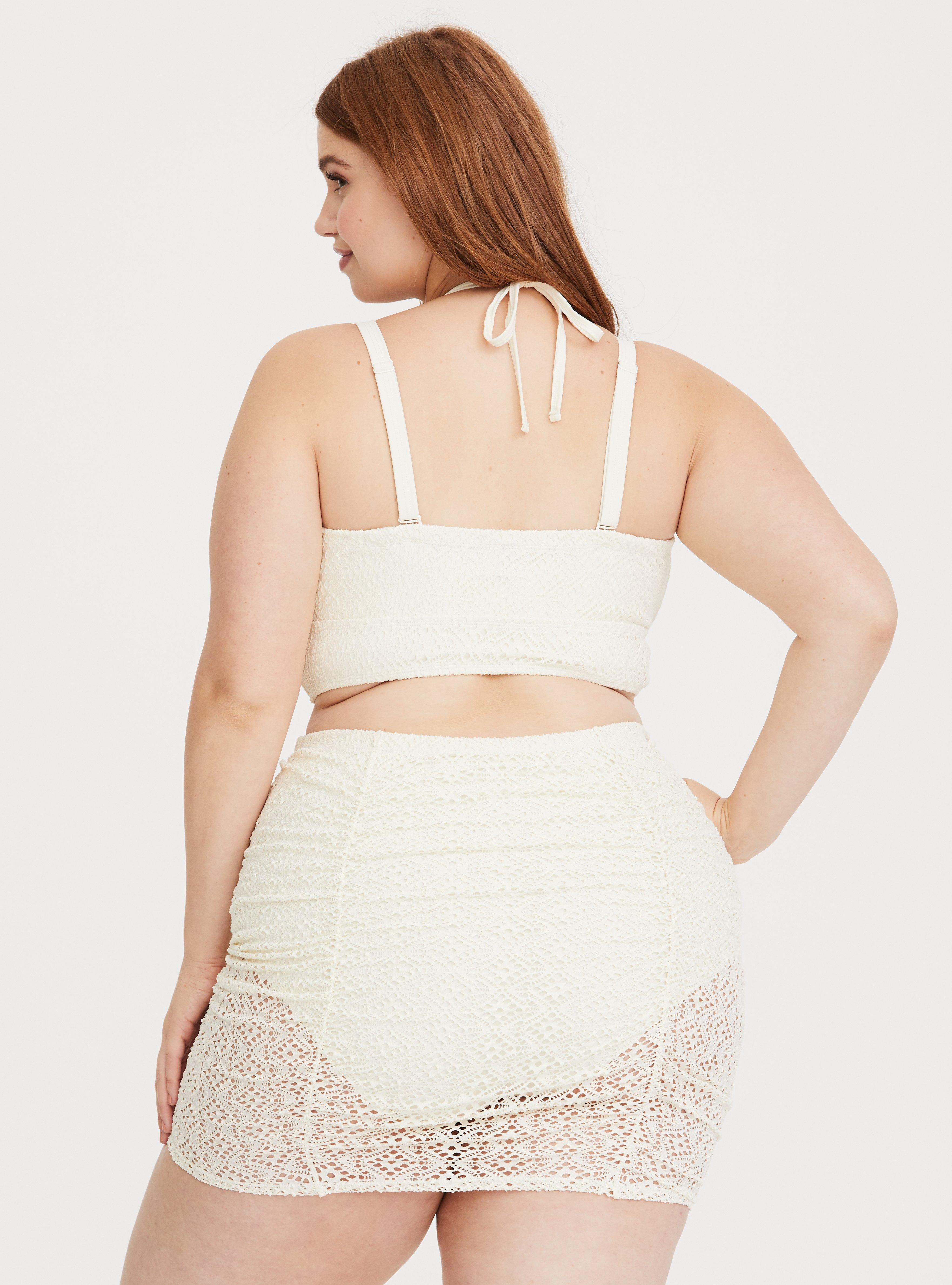 Torrid Flirt Ivory Crochet Wireless Bikini Top, IVORY, alternate