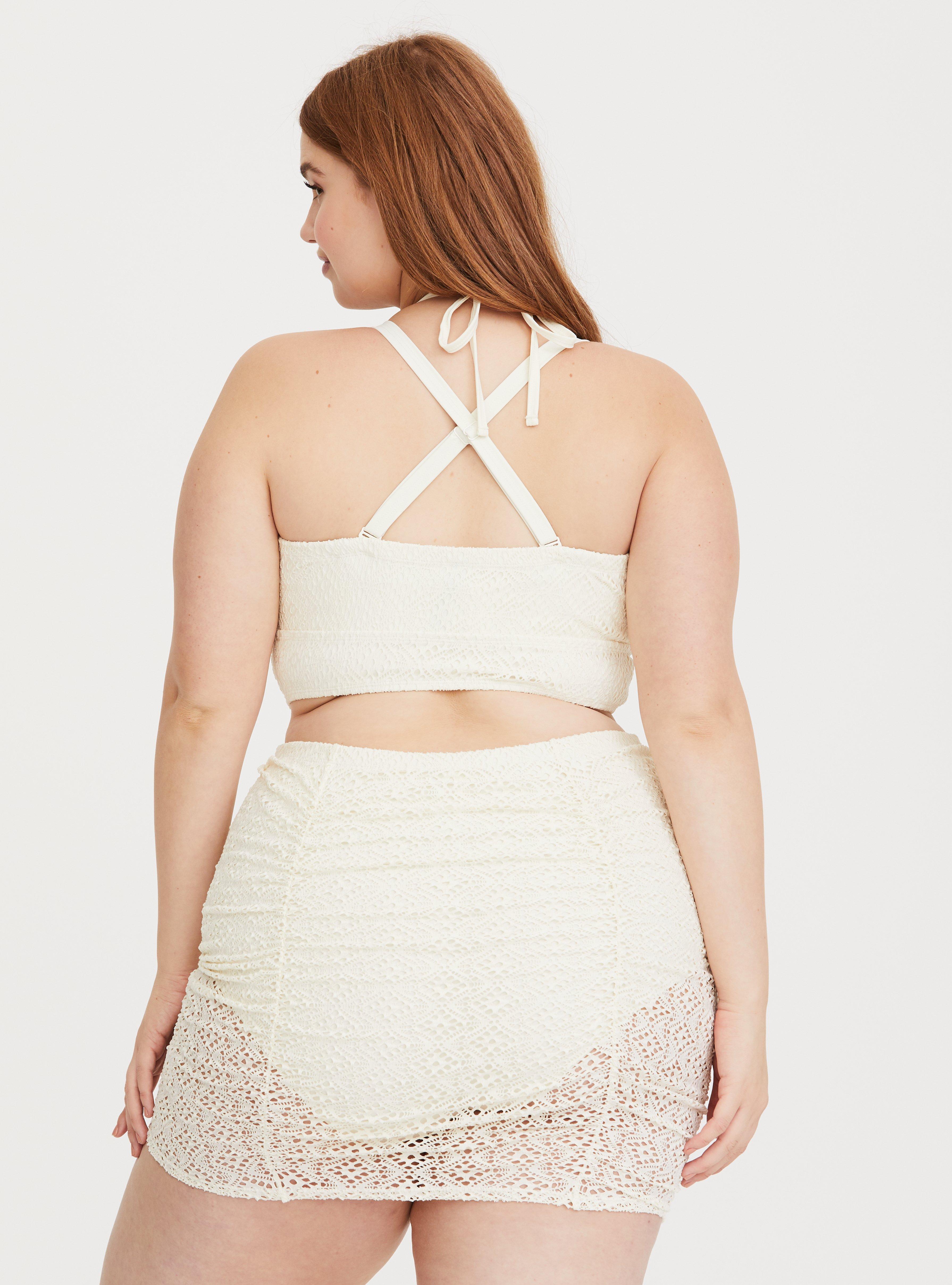 Torrid Flirt Ivory Crochet Wireless Bikini Top, IVORY, alternate