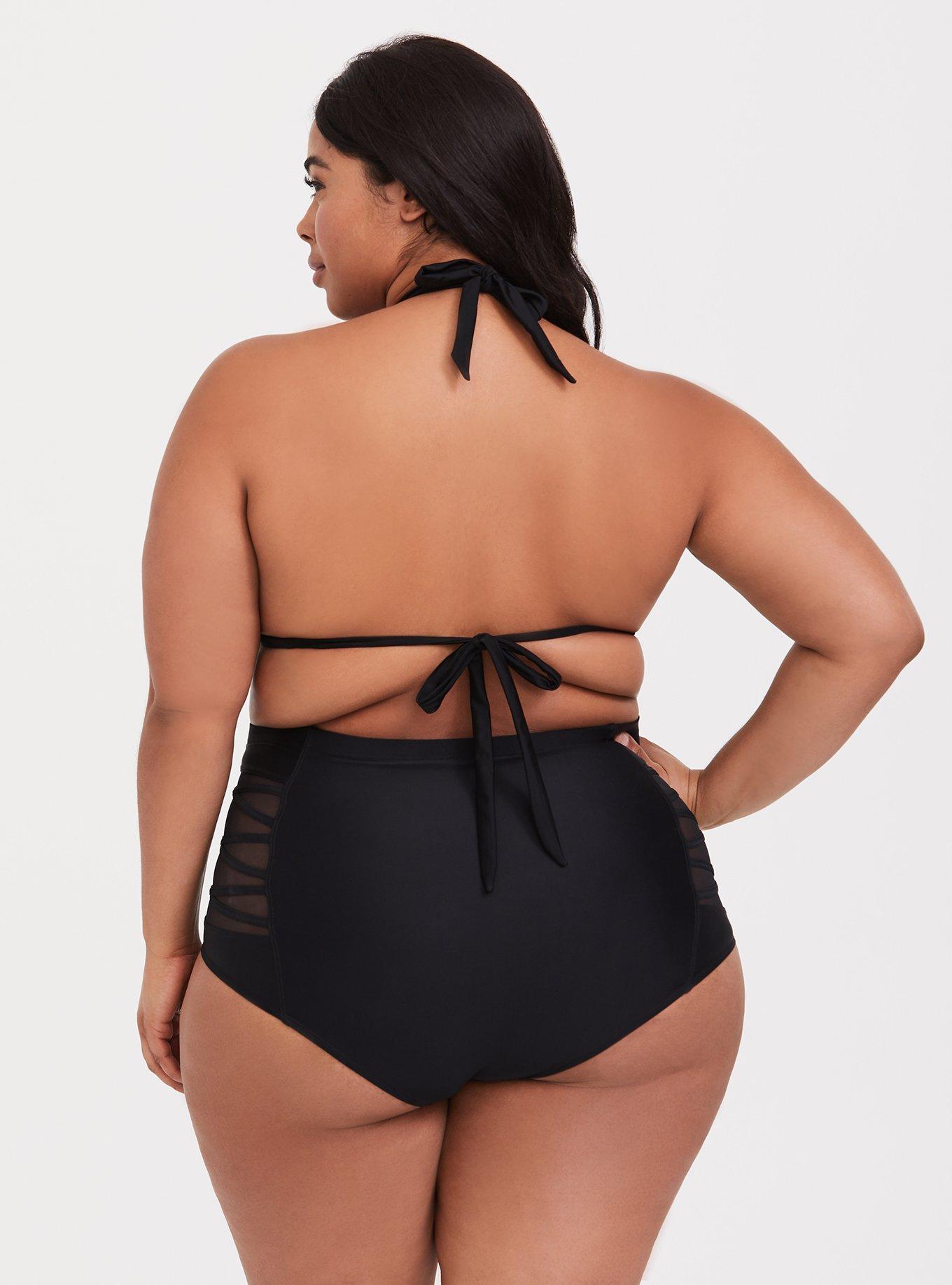 Wireless Strappy Front One Piece Swimsuit