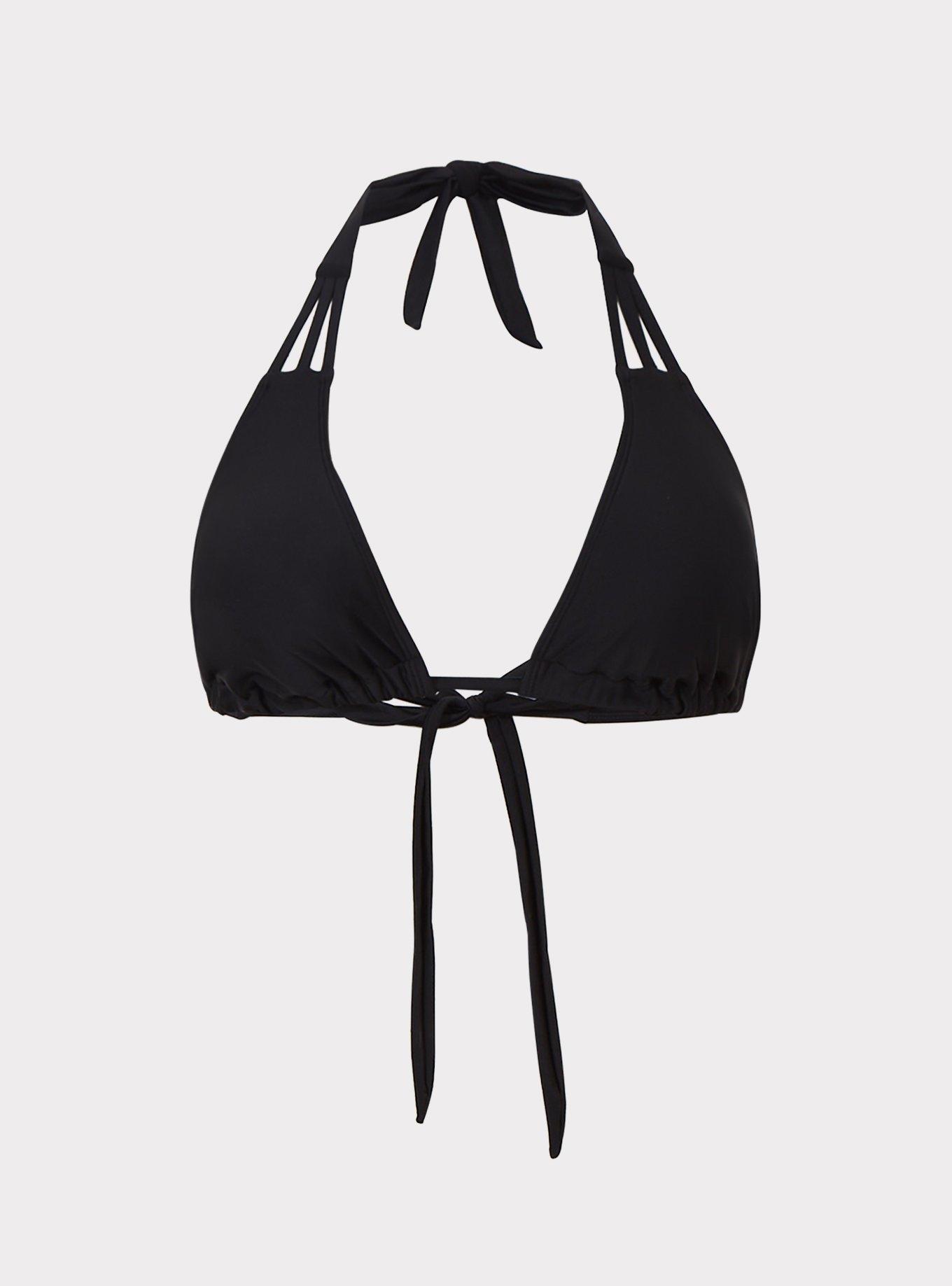 Black Wireless String Bikini Top, , hi-res