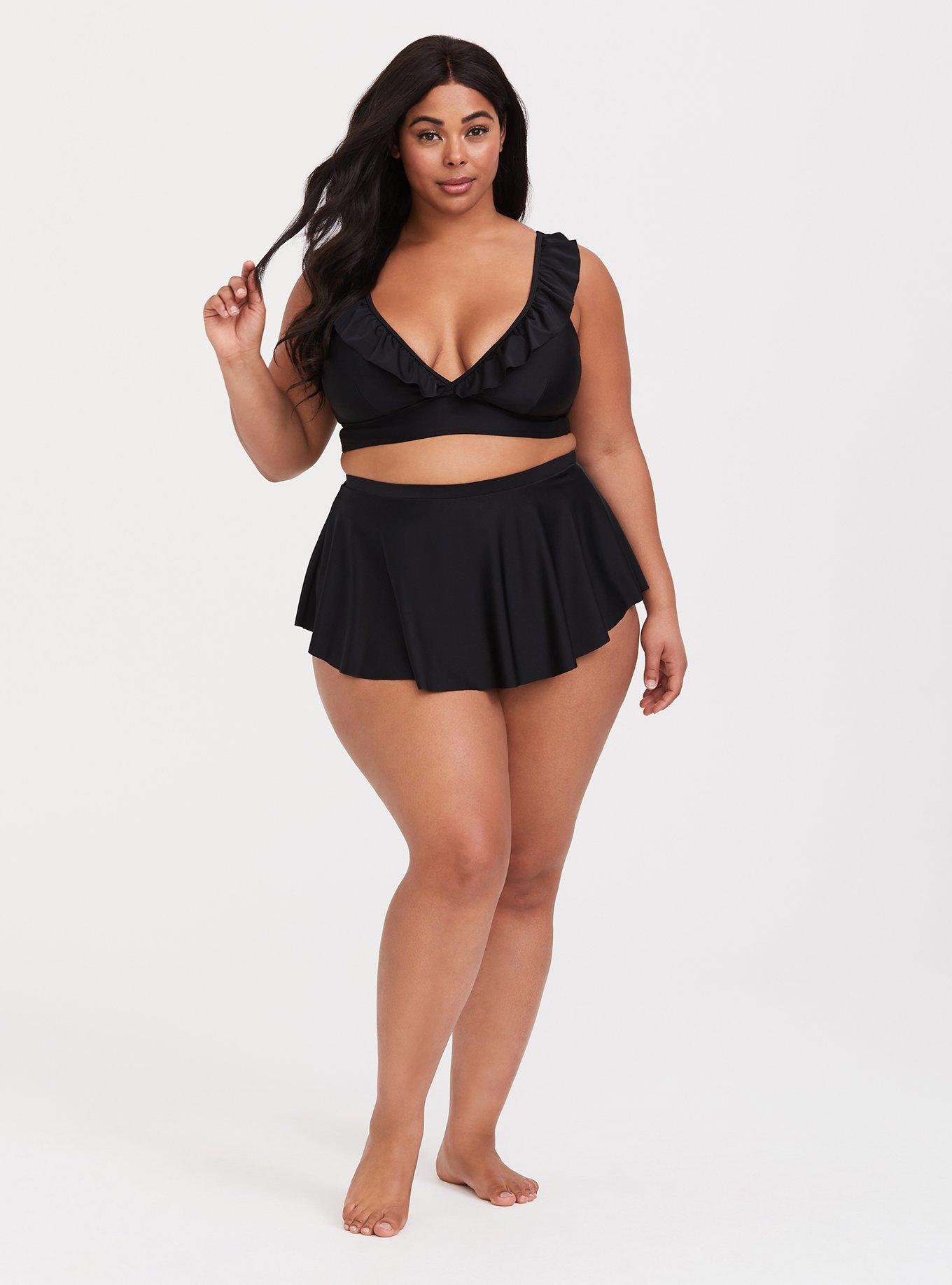 Plus Size High Rise High Low Swim Skirt With Brief Torrid