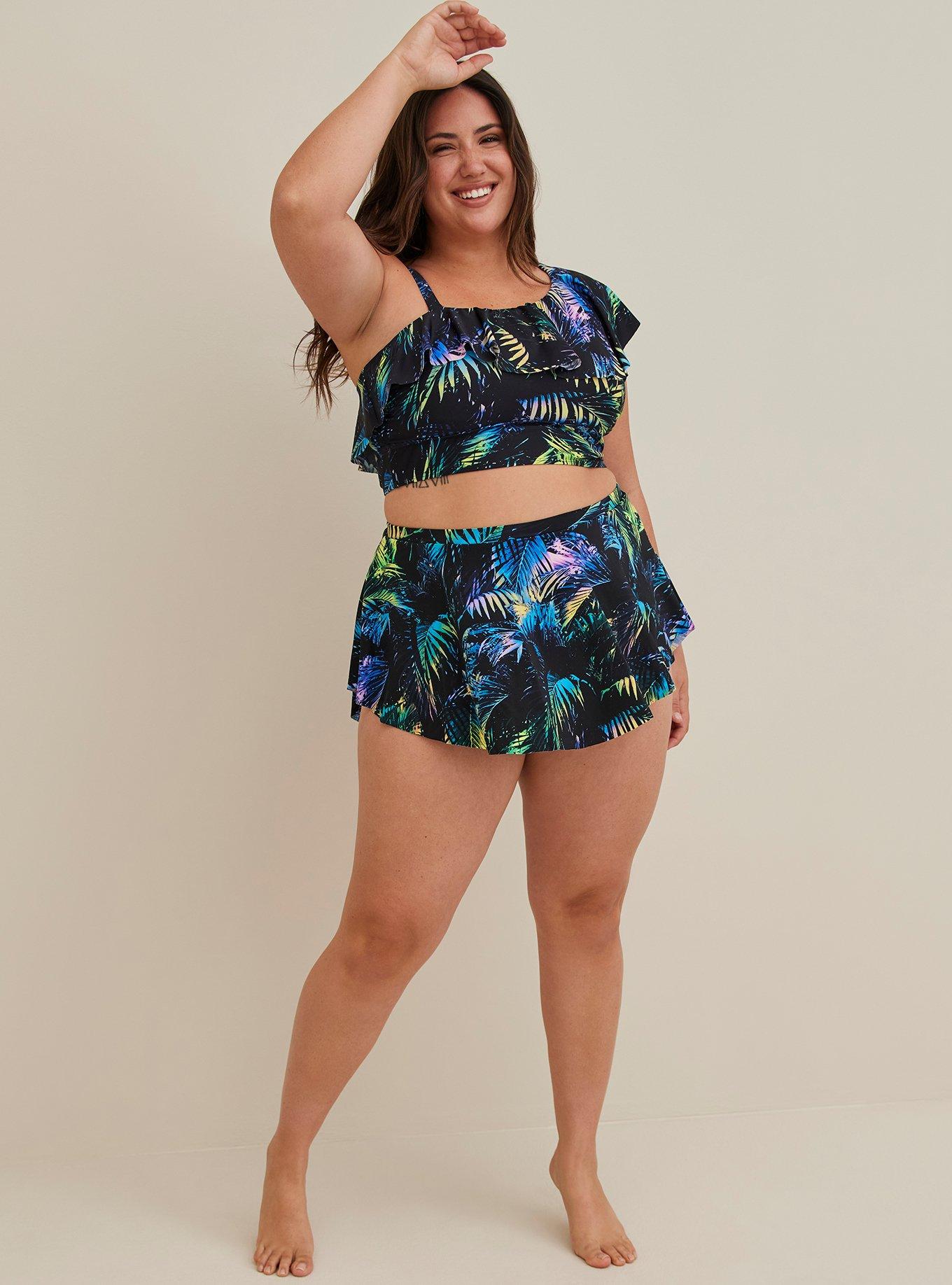 High waisted plus store size swim skirt