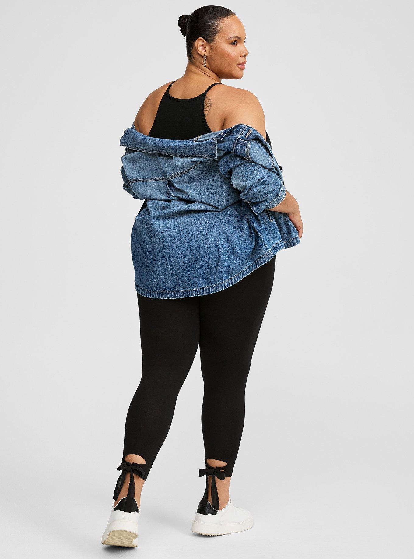 Plus Size Lace Up Black Capri Pant