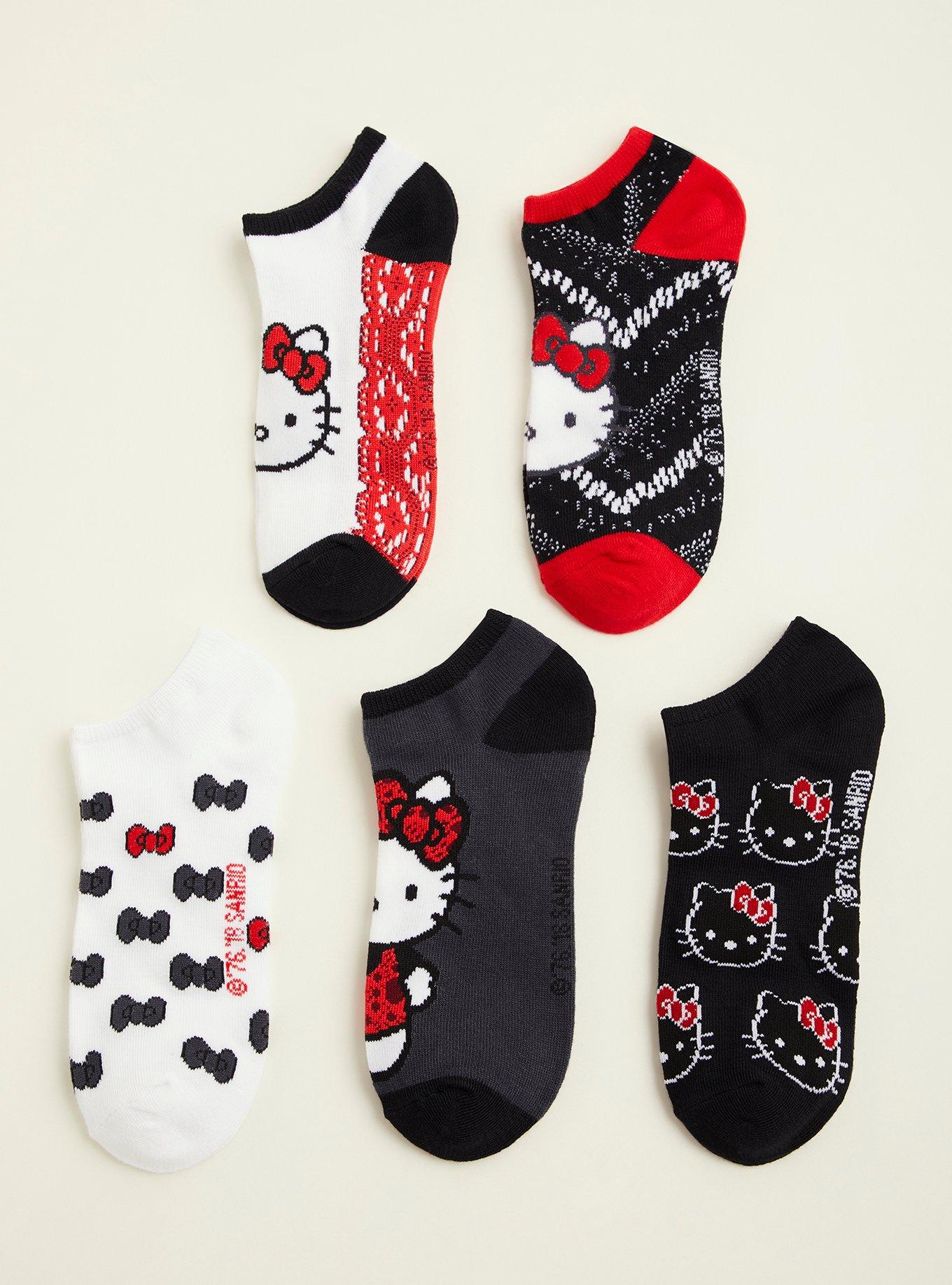 Plus Size Hello Kitty Black Red No Show Socks Pack of 5 Torrid