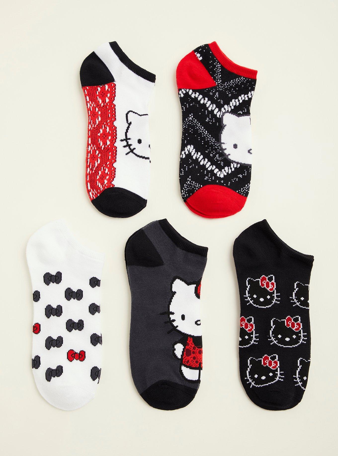 Plus Size - Hello Kitty Black & Red No Show Socks - Pack of 5 - Torrid