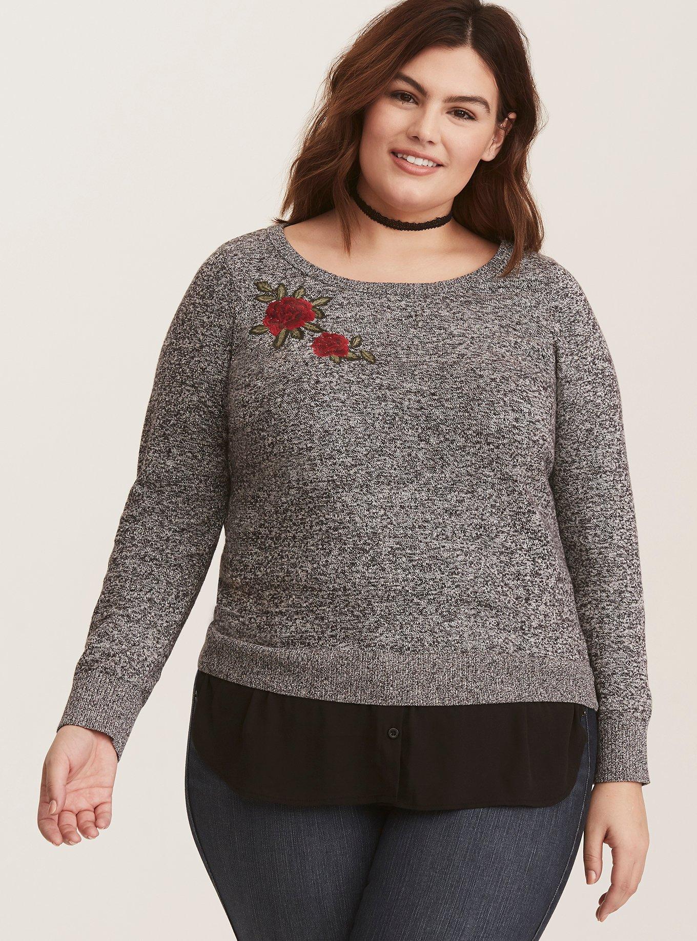 Black and white marled sweater best sale