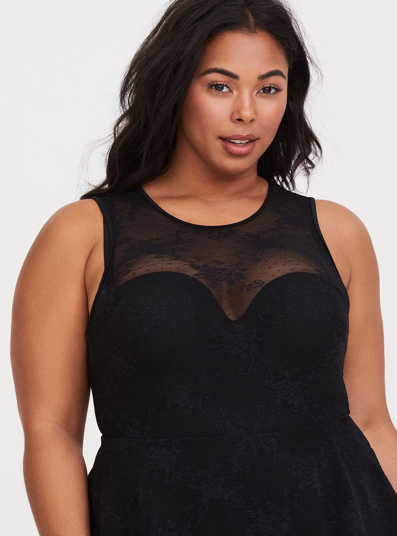 Plus Size Black Lace Push Up Strapless One Piece Swimsuit Torrid