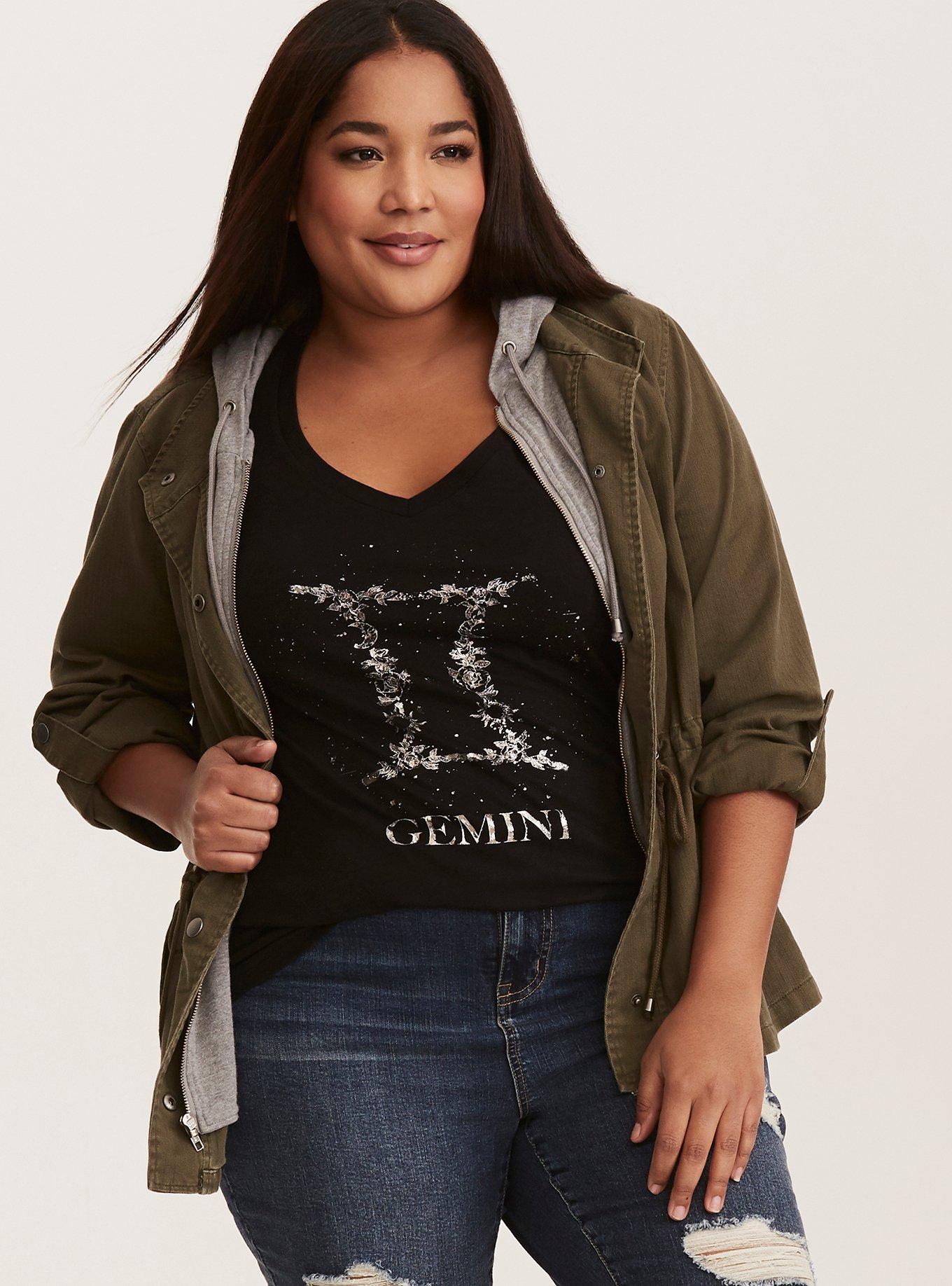 Zodiac Gemini V-Neck Tee, DEEP BLACK, alternate