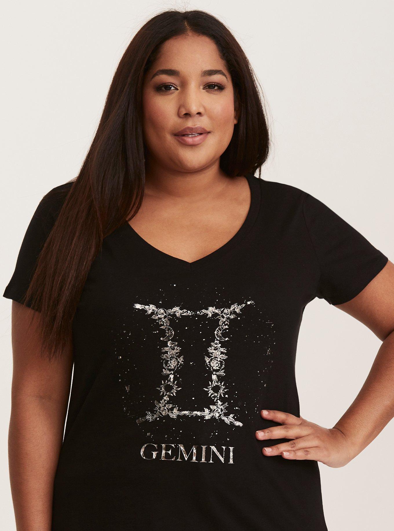 Zodiac Gemini V-Neck Tee, DEEP BLACK, hi-res