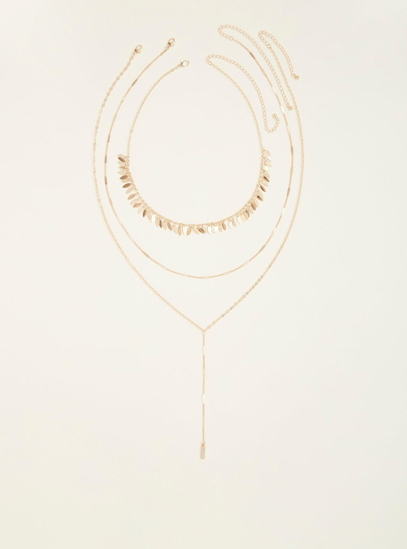 Gold Multi Layered Chain Necklace, , hi-res