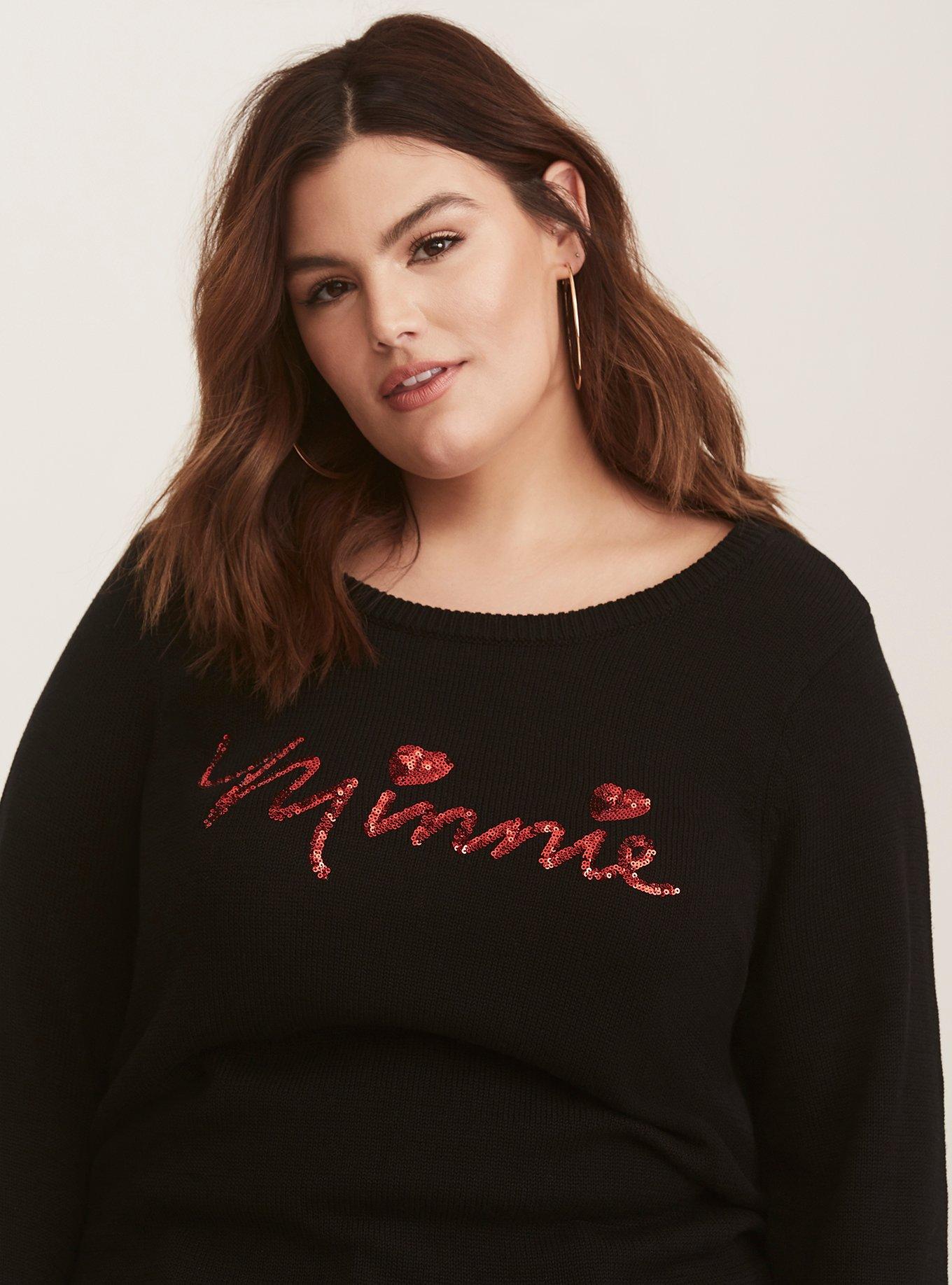 Plus Size - Disney Minnie Mouse Black Sequin Sweater - Torrid