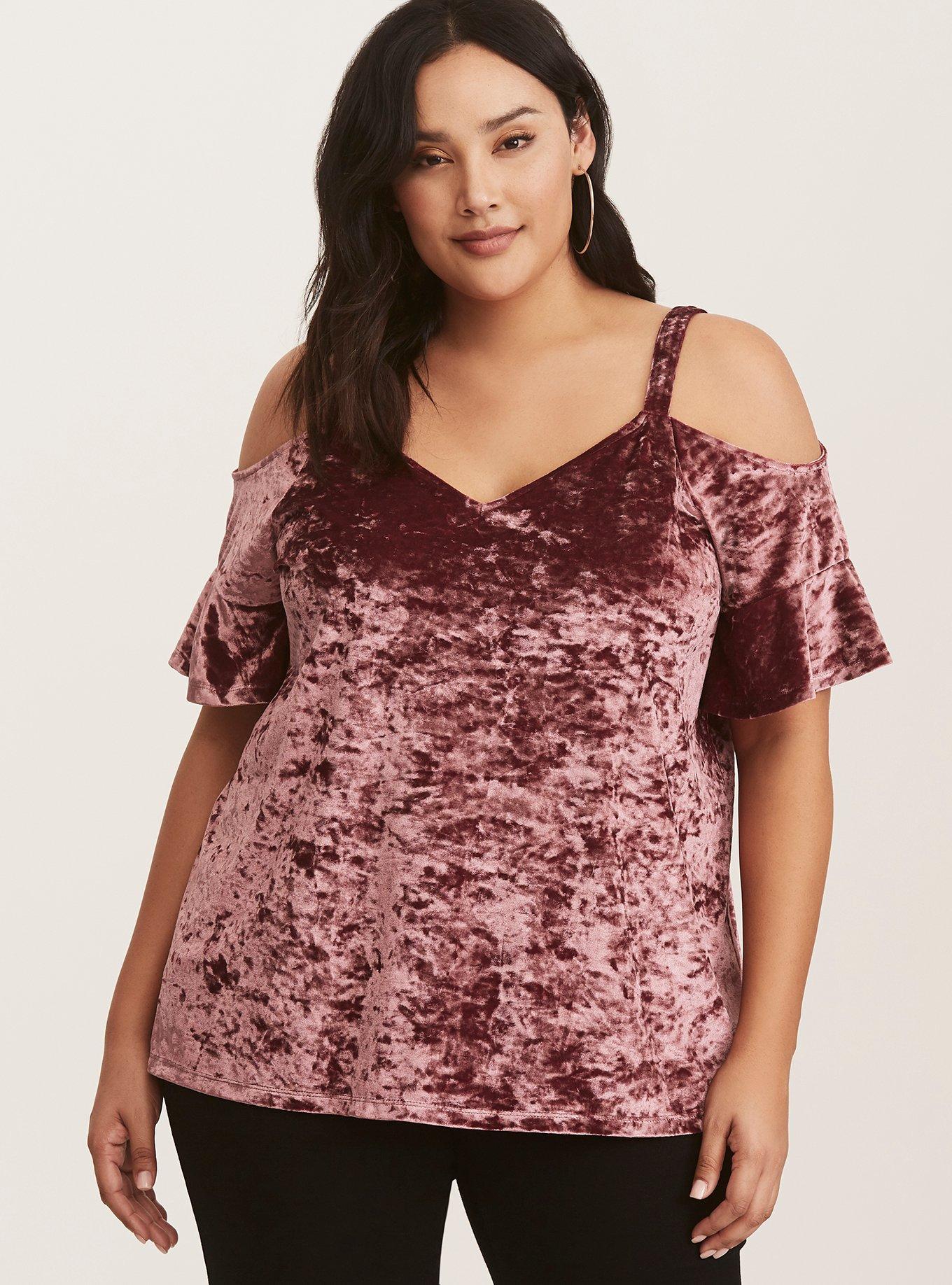 Plus Size - Plum Velvet Cold Shoulder Top - Torrid