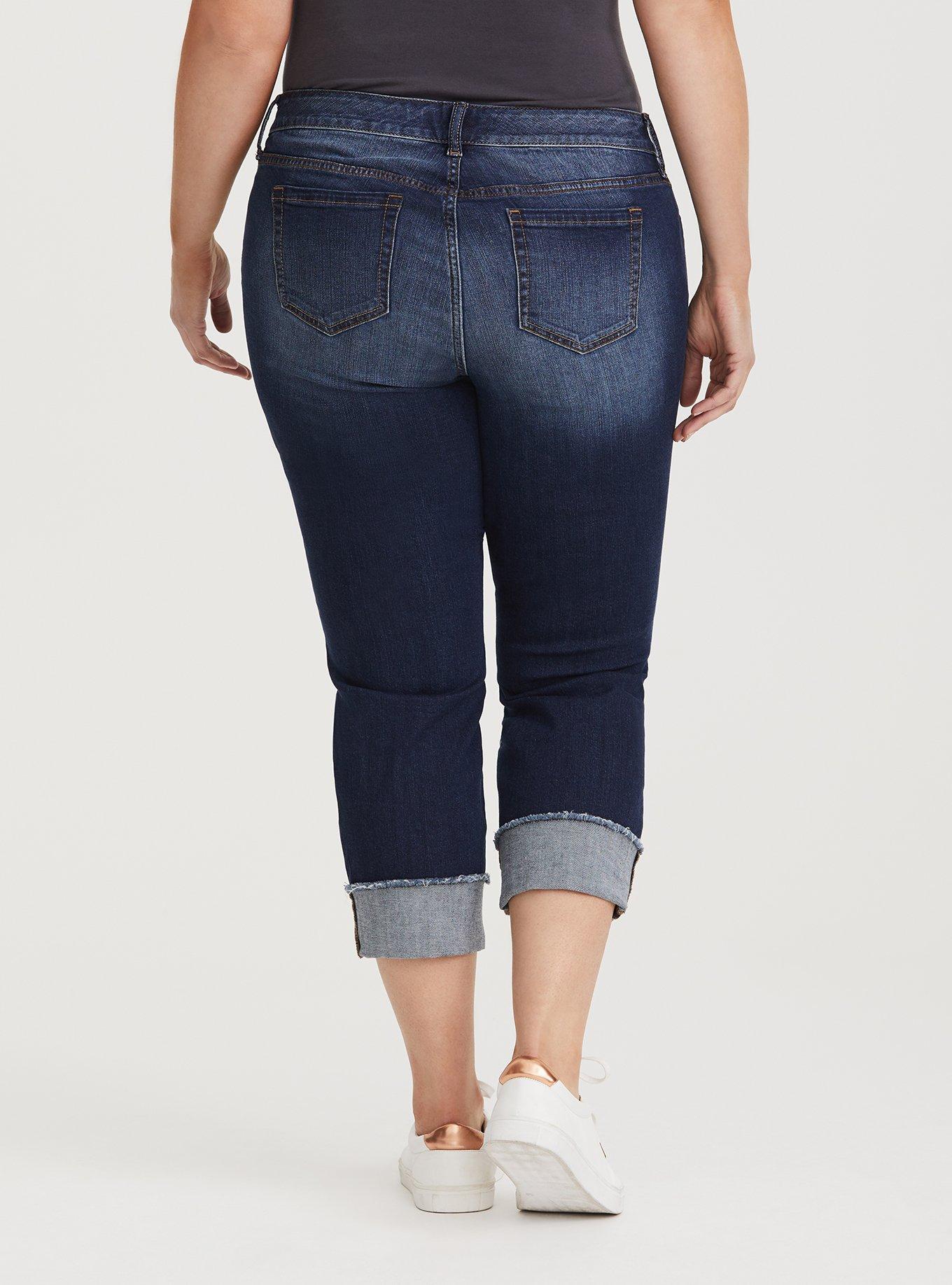 Crop Boyfriend Straight Vintage Stretch Mid-Rise Jean