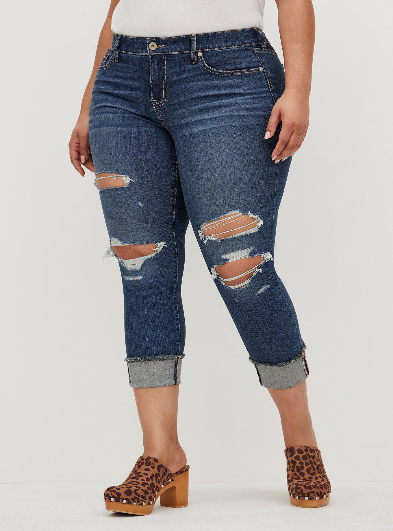 Plus Size - Crop Boyfriend Straight Vintage Stretch Mid-Rise Jean - Torrid