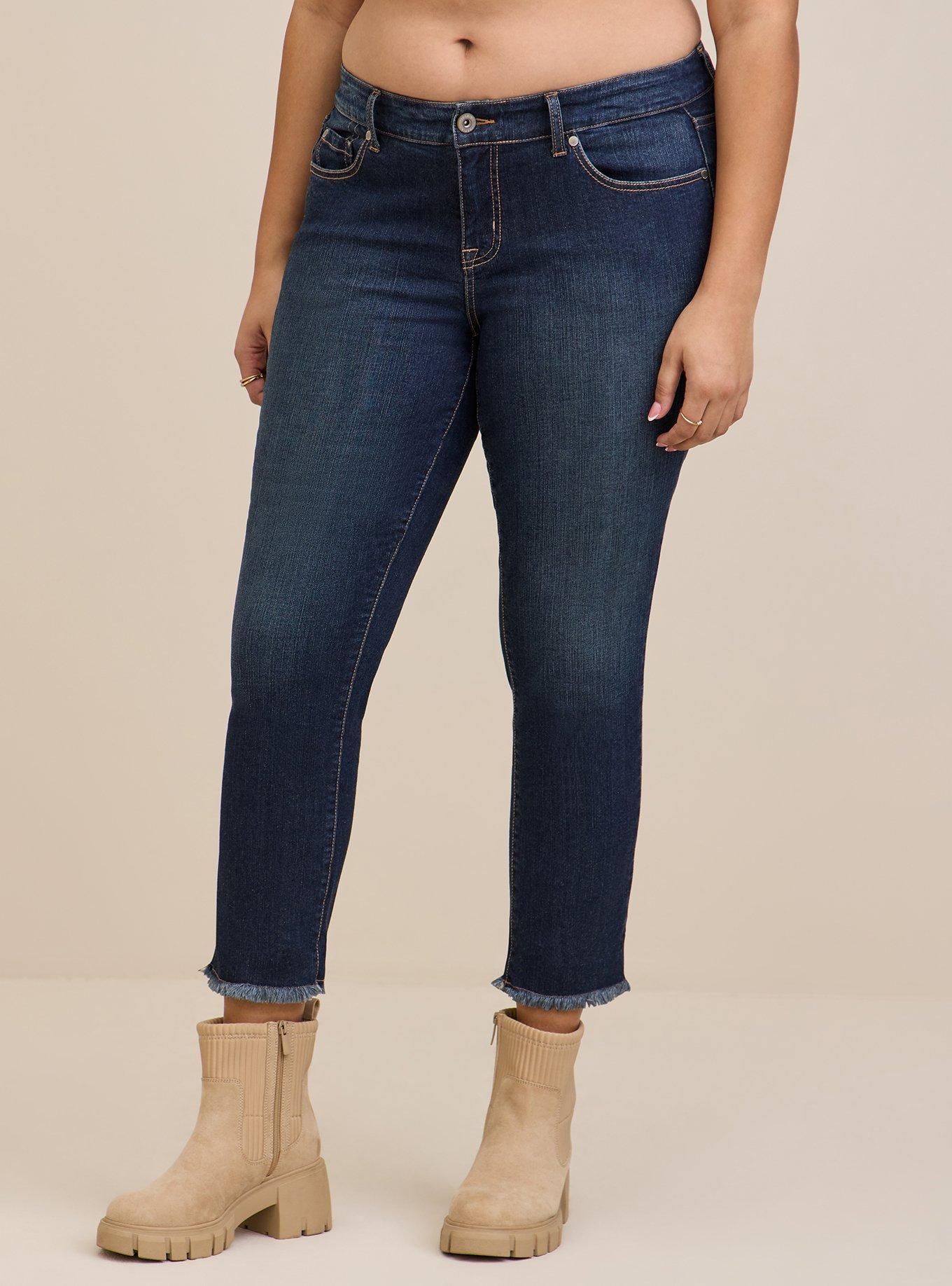 Plus Size - Crop Boyfriend Straight Vintage Stretch Mid-Rise Jean