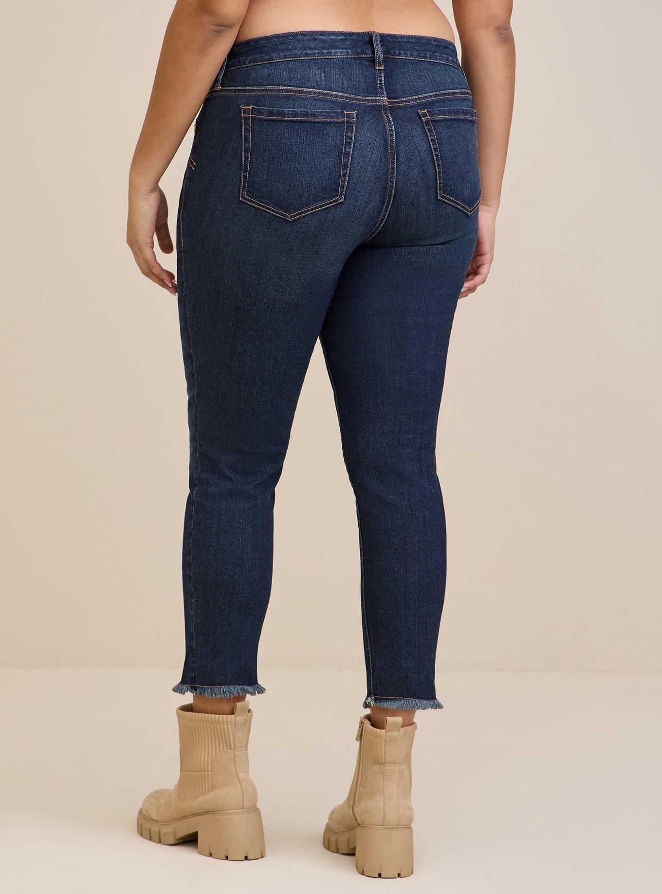 Plus Size - Crop Boyfriend Straight Vintage Stretch Mid-Rise Jean