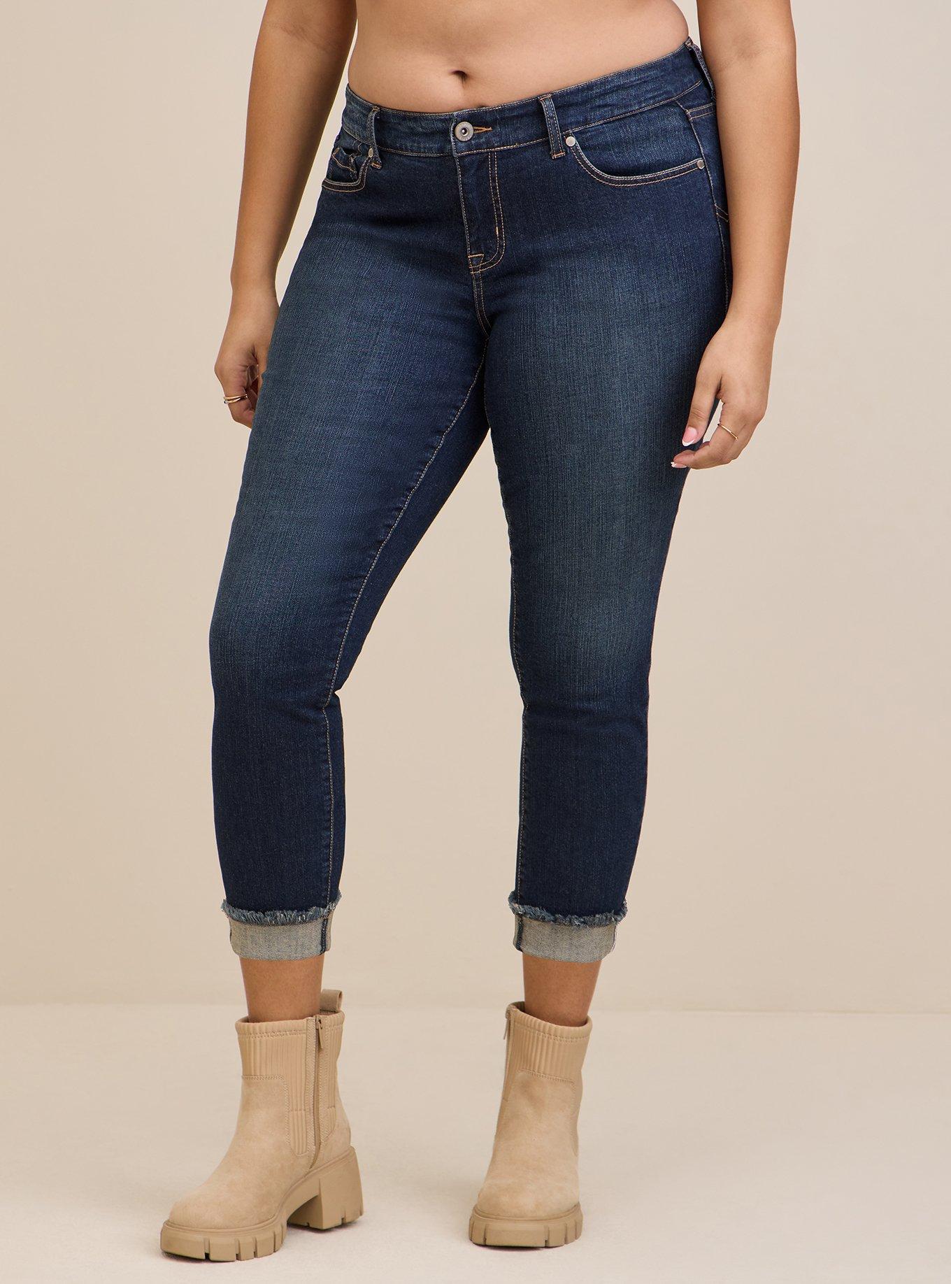 Plus Size - Crop Boyfriend Straight Vintage Stretch Mid-Rise Jean